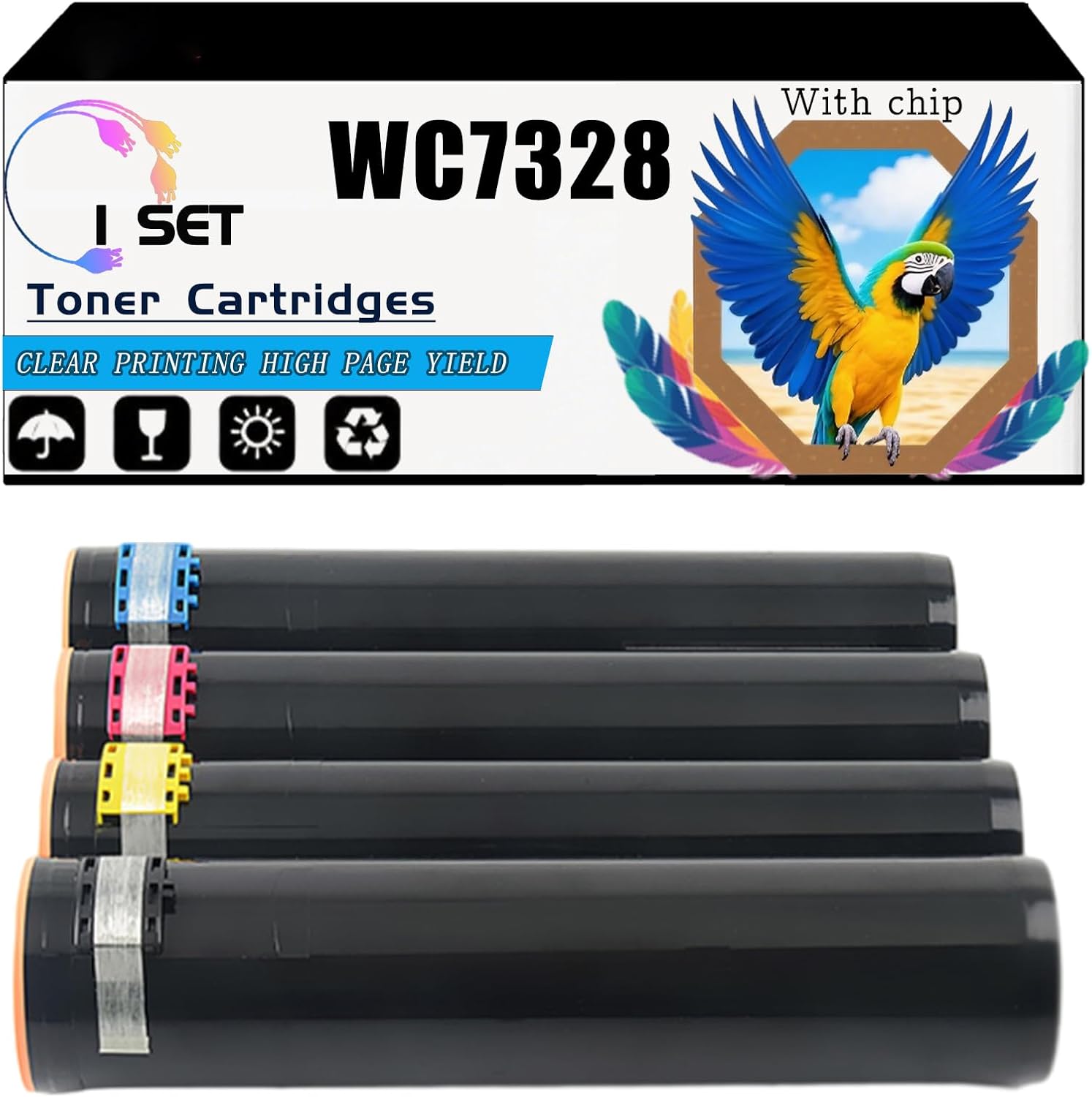 Compatible for Xerox CopyCentre C2128 CopyCentre C2636 CopyCentre C3545 Printers, WC7328 Toner Cartridges, High-Yield 26000 Pages, Strong Print Clarity (4-Pack BK/C/M/Y)