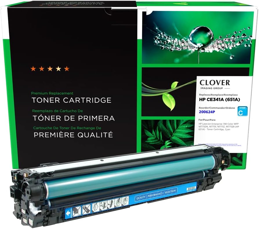 Clover Remanufactured Toner Cartridge Replacement for HP CE341A (HP 651A) | Cyan