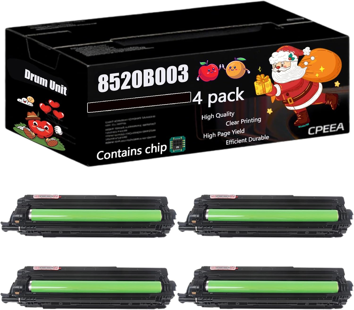 Compatible for Canon 8520B003 Drum Unit Work for Canon imageRUNNER Advance C250iF C255iF C350iF C350P C355iF Printers, with Chip, High Yield 47200 Pages, Clear Printing (4 Pack Black)
