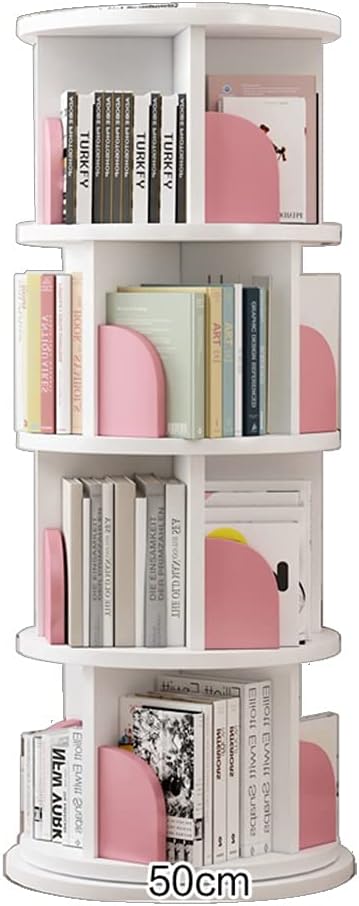 JKSVTF Bookcases 360°Rotating, Pink Children's Bookshelf,Cultivate Children's Interest in Reading, CD and DVD Storage Rack (Pink 50 * 129cm)