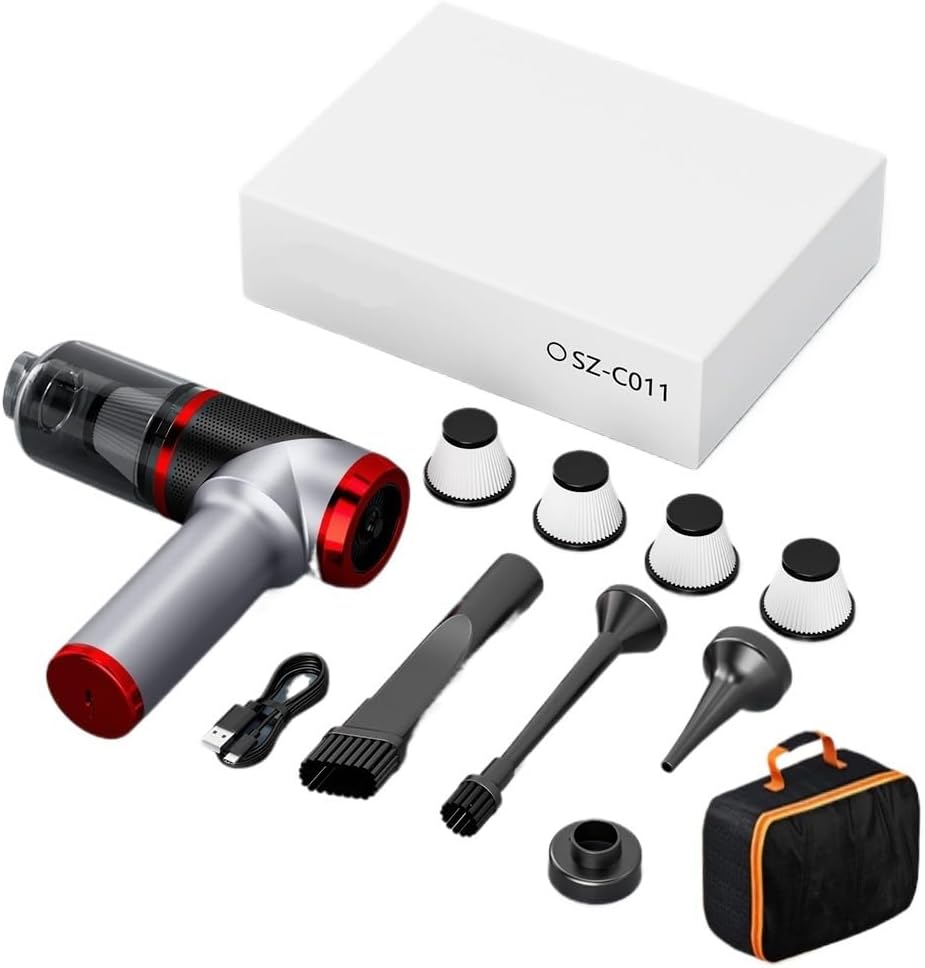 XGEBPQ Car Vacuum Cleaner Handheld Portable Strong Suction Cleaner and Keyboard Suitable for Car Home Cordless Vacuum Cleaner(Black 4hapa Bag)