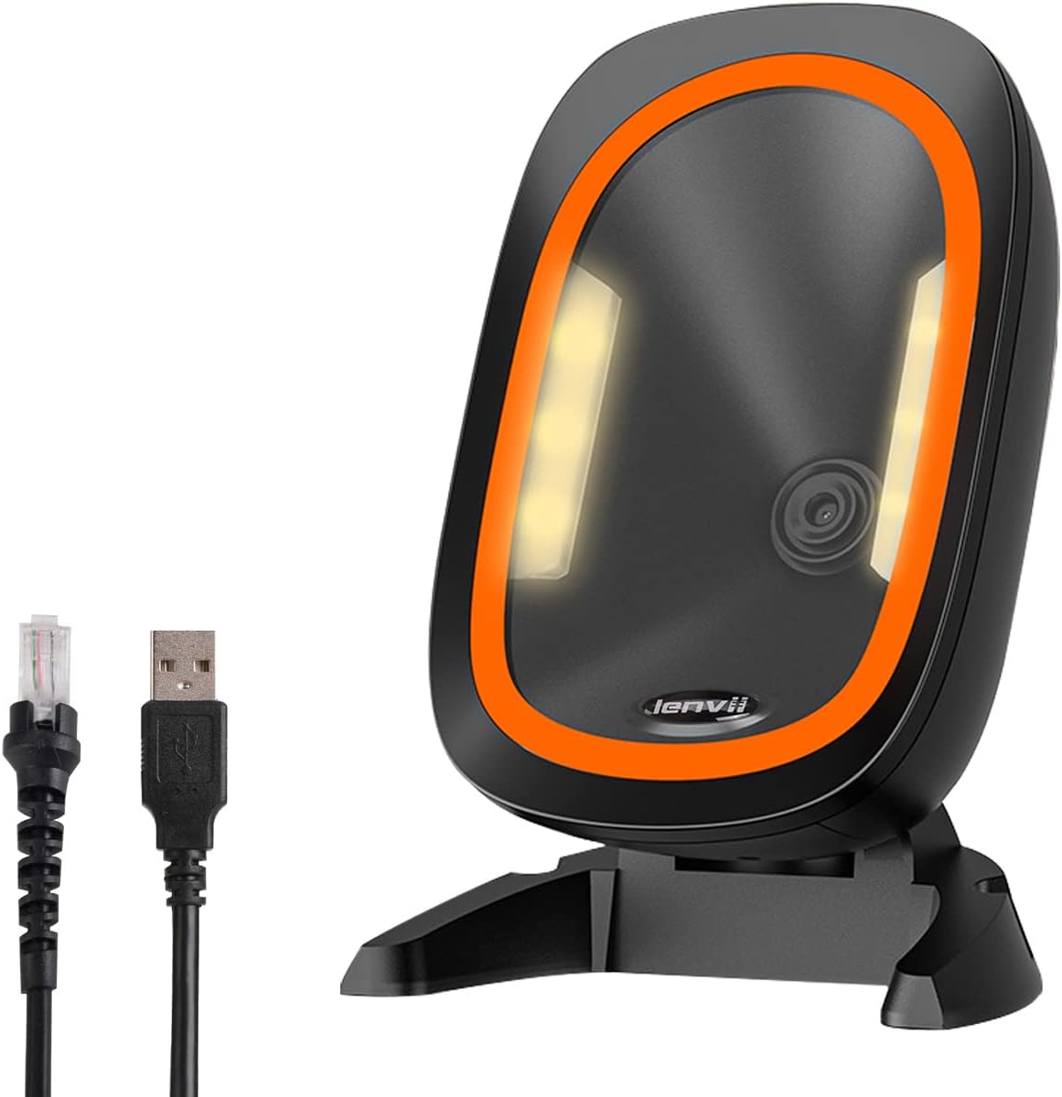 LENVII D2200 Desktop 2D Barcode Scanner Automatic QR Code Scanner Wired Bar Code Reader(Orange)