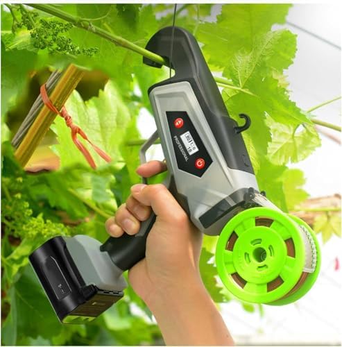 Plant Binding Machine with Digital Display, Adjustable Strapping Turns, Includes 2 Lithium Batteries, Ideal for Trees, Flowers, Vegetables, and Vineyards