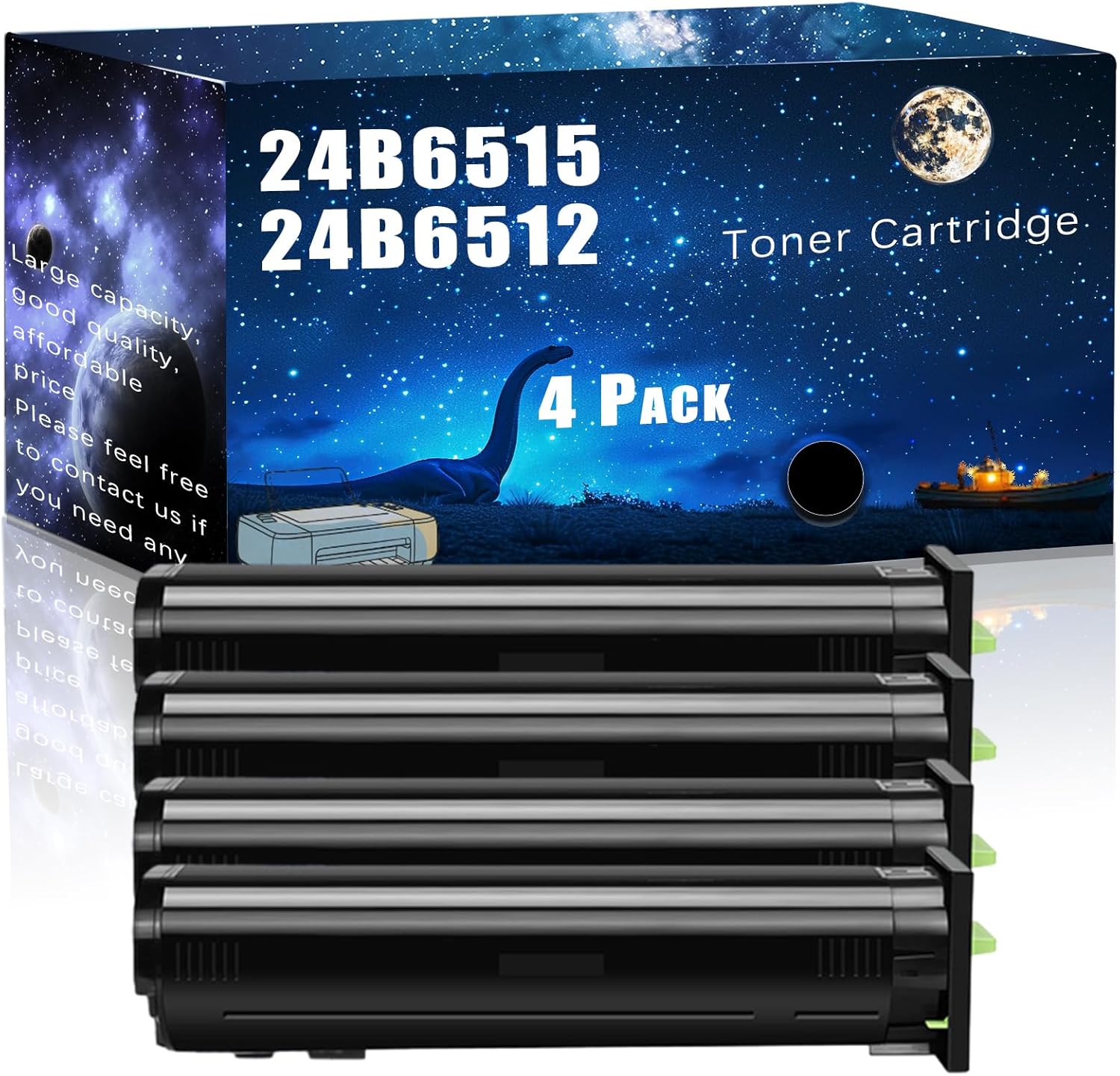24B6515 24B6512 24B6513 24B6514 Compatible Toner Cartridge Replacement for Lexmark High Yield Compatible XC8160 XC8160de XC8160dte Printers, Meet Printing Needs (4 Pack Black)