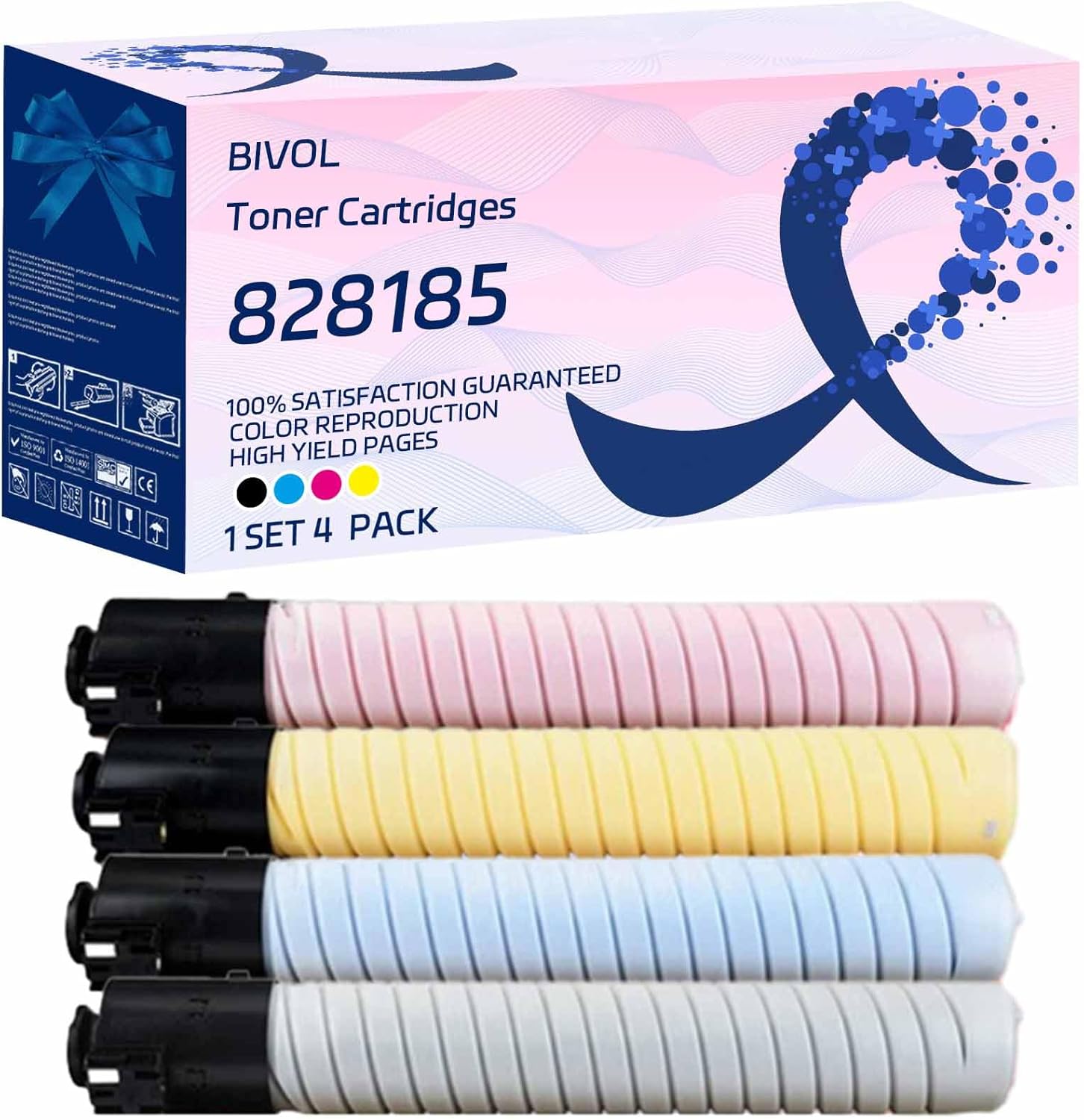 BIVOL 828185 828188 828187 828186 Toner Cartridges Compatible for Ricoh Pro C651EX C751 C751EX Printers, High Yield 49500 Pages (Multicolor)