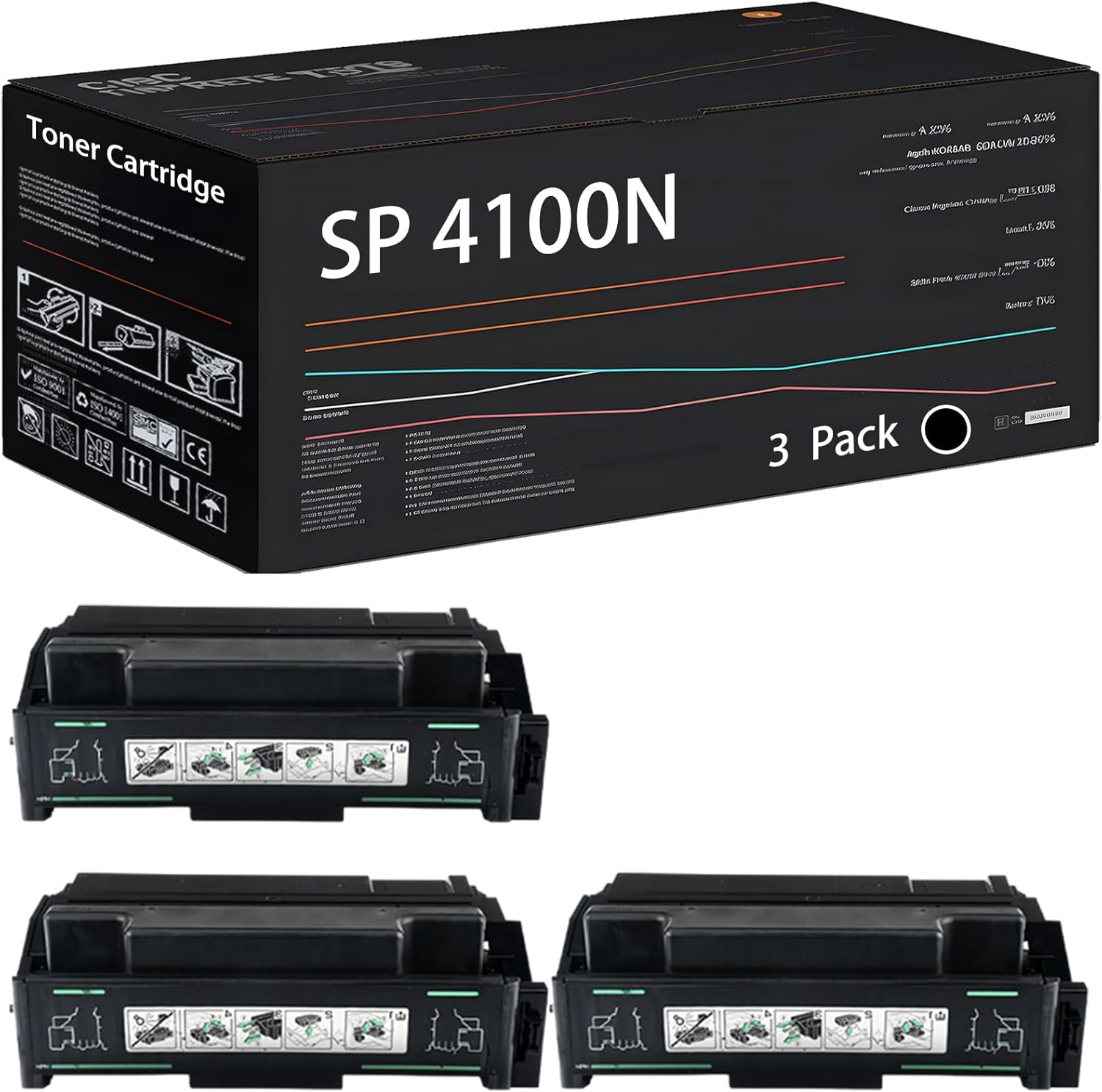 UVUMB Compatible with Ricoh SP 4100N Toner Cartridge Work for Ricoh Aficio SP 4100SF SP 4110N SP 4210N SP 4310N Printers, with Chip, High Yield 15000 Pages, High-Definition Printing (3 Pack Black)