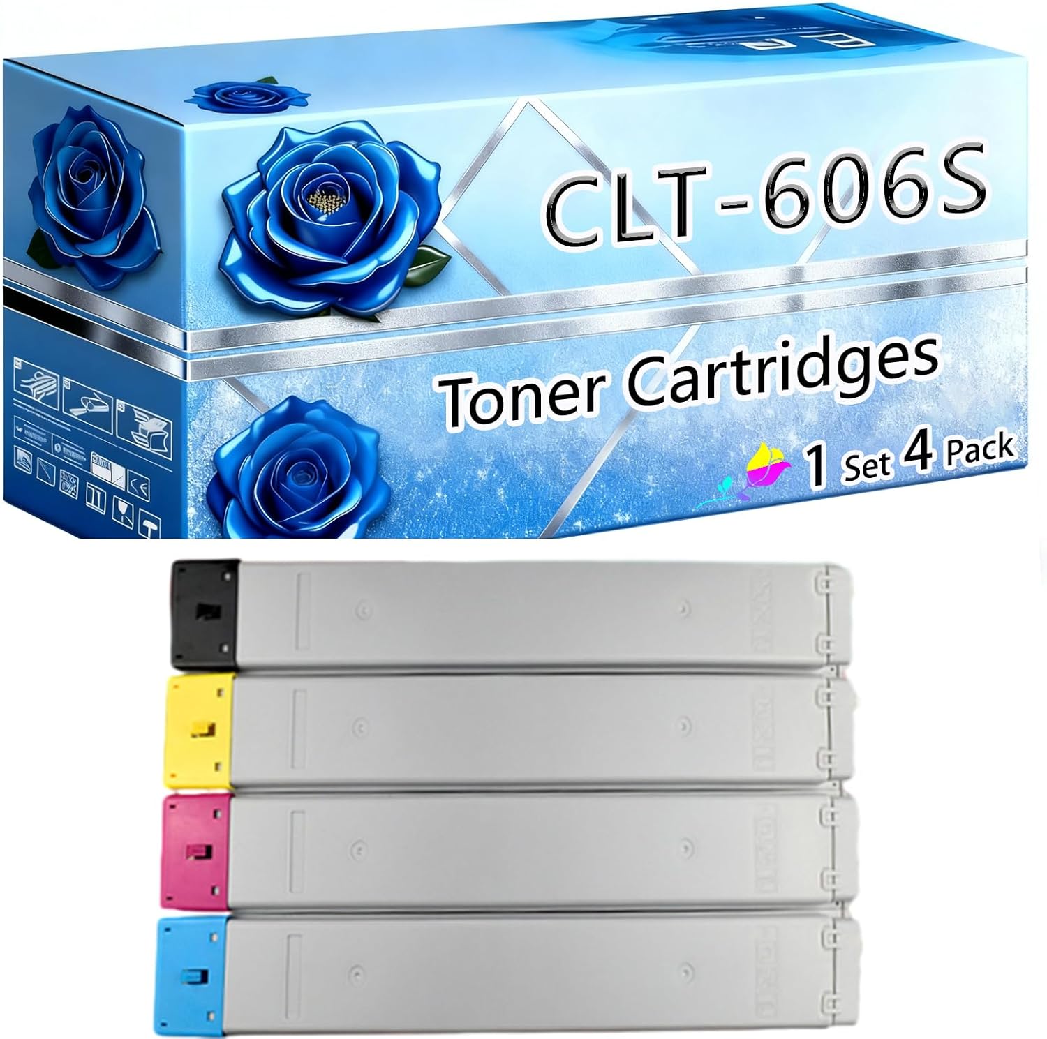 Compatible Toner Cartridges Replacement for Samsung CLT-606S High Yield 35000 Pages MultiXpress CLX-9250ND CLX-9252NA CLX-9350ND CLX-9352NA Printers (4-Pack BK/C/M/Y)