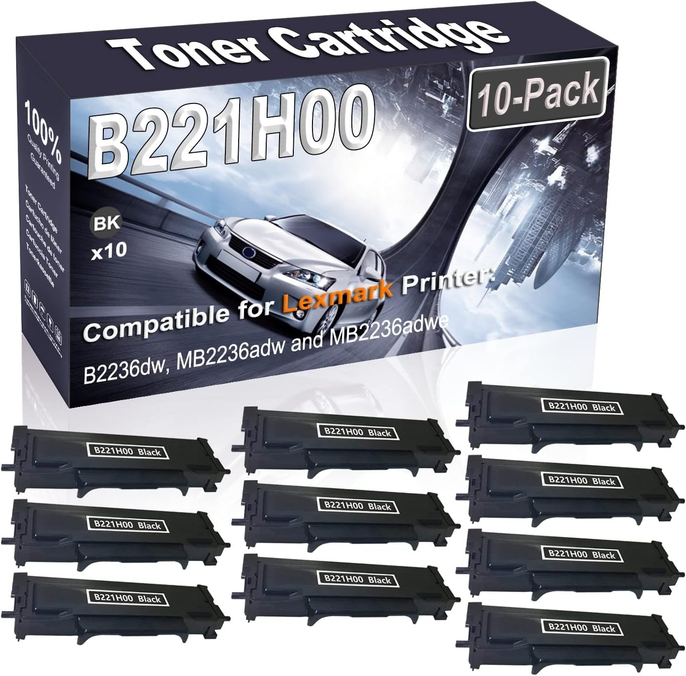 Kolasels 10-Pack (Black) Compatible High Yield B221H00 Printer Cartridge use for B2236dw MB2236adw MB2236adwe Printer