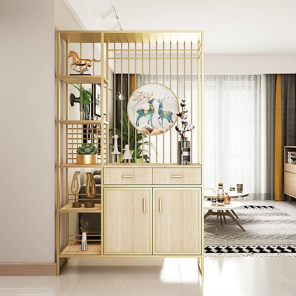 Book Shelf Home Bookshelf Living Room Partition Screen Cabinet Porch Shoe Cabinet with Drawer Door Cabinet Decorative Cabinet Cube Storage Organizer (Color : D, Size : 120 * 35 * 200cm)