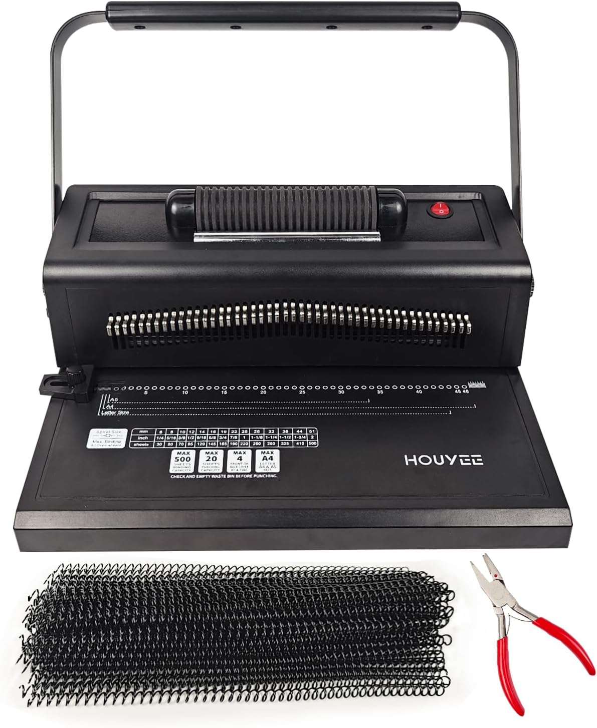 HOUYEE Spiral Coil Binding Machine with 100 Pack 3/8