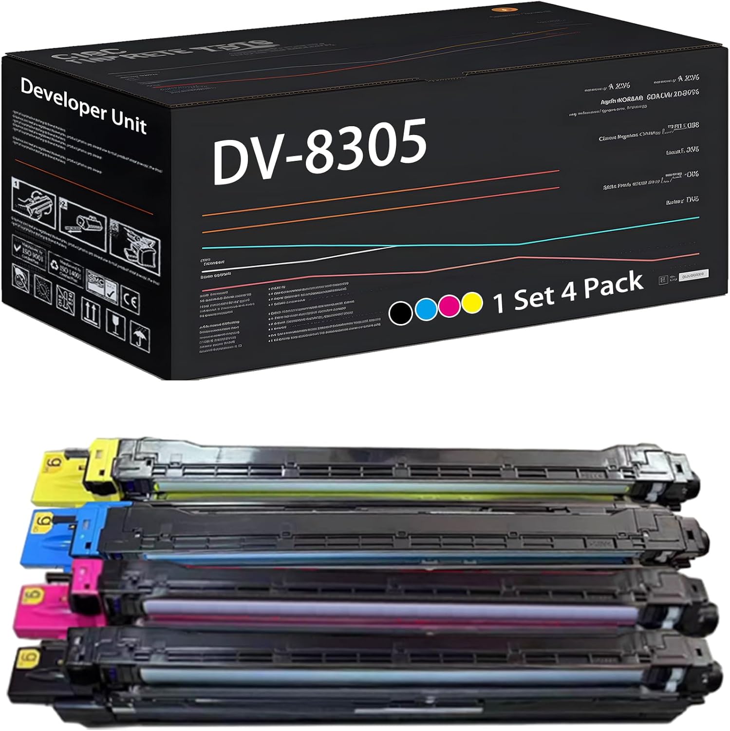 UVUMB Compatible with Kyocera DV-8305 Developer Unit Work for Kyocera TASKalfa 3050ci 3051ci 3550ci 3551ci Printers, with Chip, High Yield 50000 Pages, High-Definition Printing (4-Pack BK/C/M/Y)