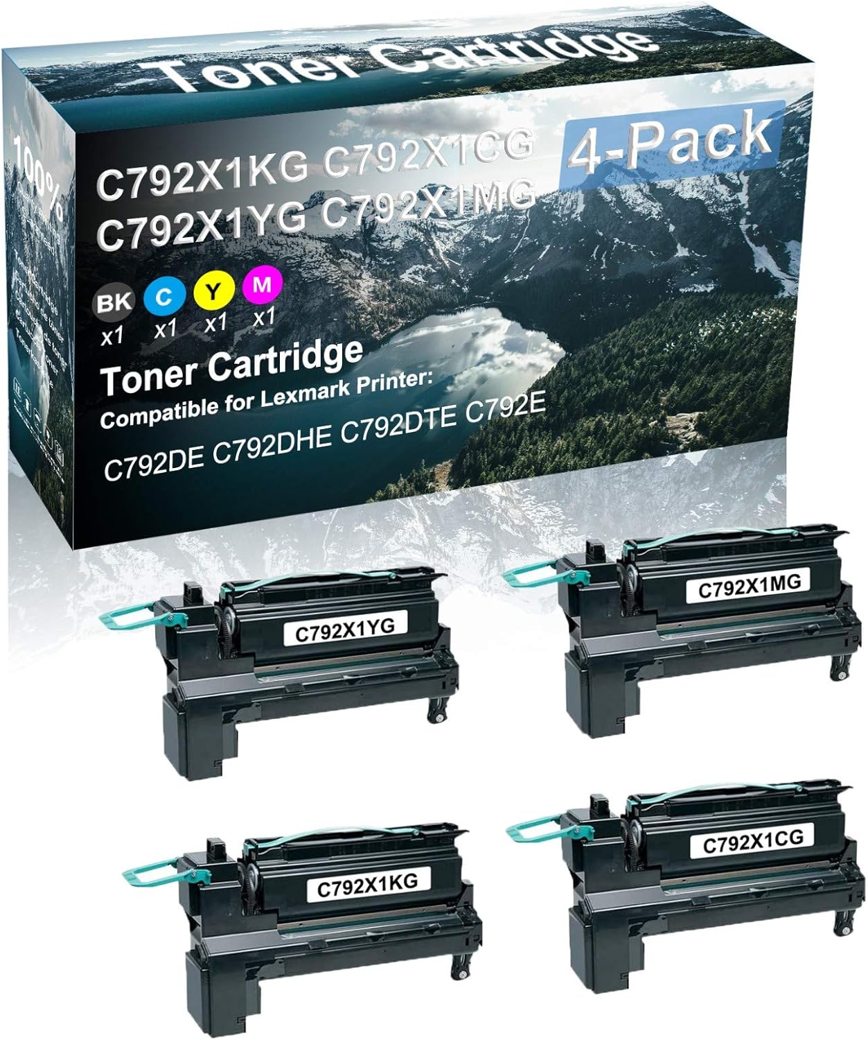 Credibility Store 4 Pack (BK+C+Y+M) Compatible C792X1KG C792X1CG C792X1YG C792X1MG Laser Printer Toner Cartridge High Yield Use for C792DE C792DHE C792DTE C792E Printer