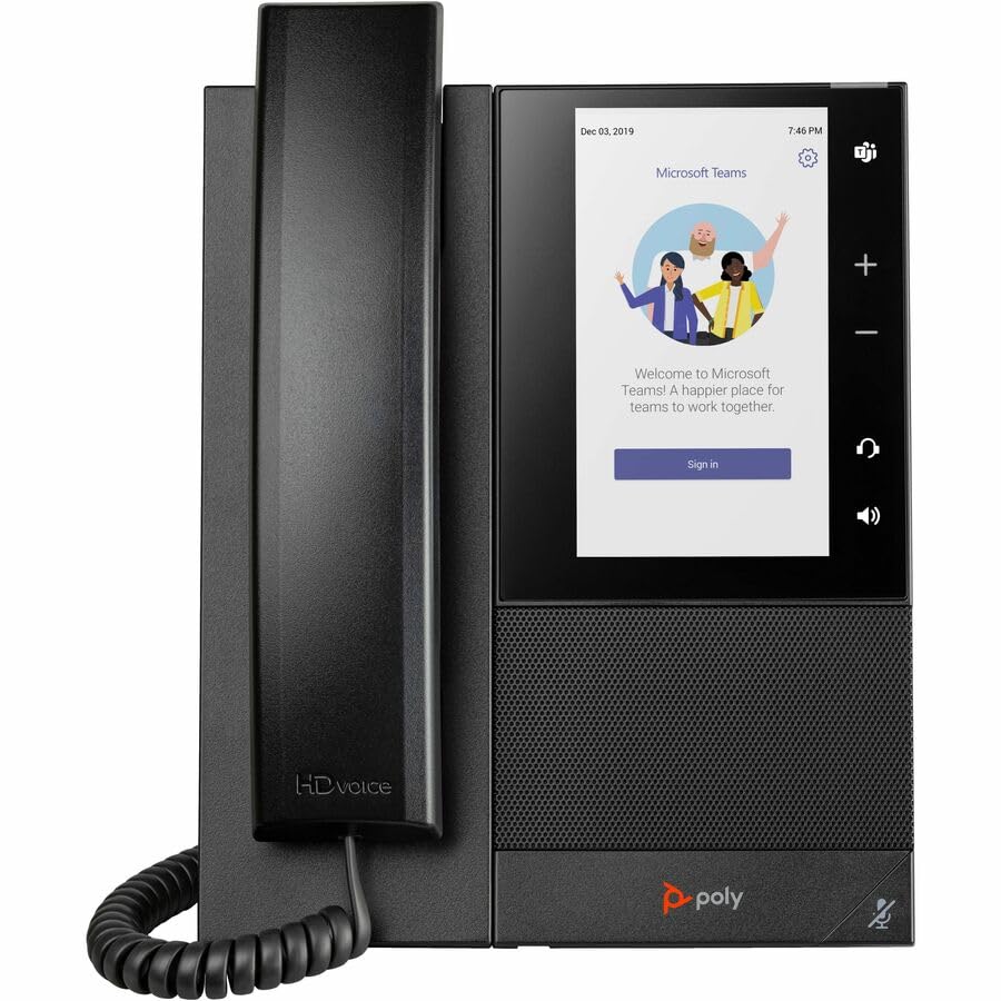 Poly CCX 505 IP Phone - Corded - Corded - Bluetooth - Desktop, Wall Mountable - Black - 24 x Total Line - VoIP - 5