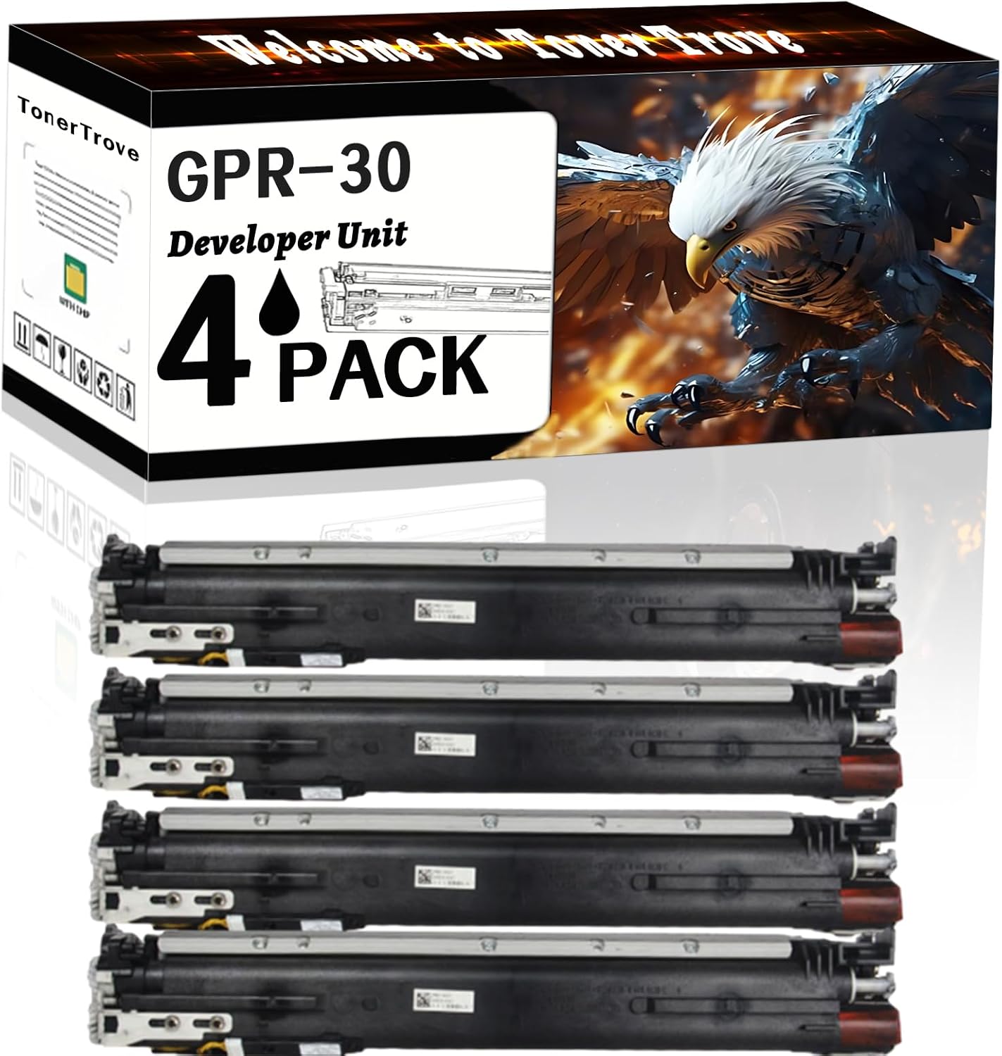 GPR-30 Developer Unit Compatible for Canon imageRUNNER Advance C5030 C5035 C5045 C5051 C5235 C5240 C5250 C5255 Printers, Office Printing is Easy Clear Smooth (4 Pack Black)