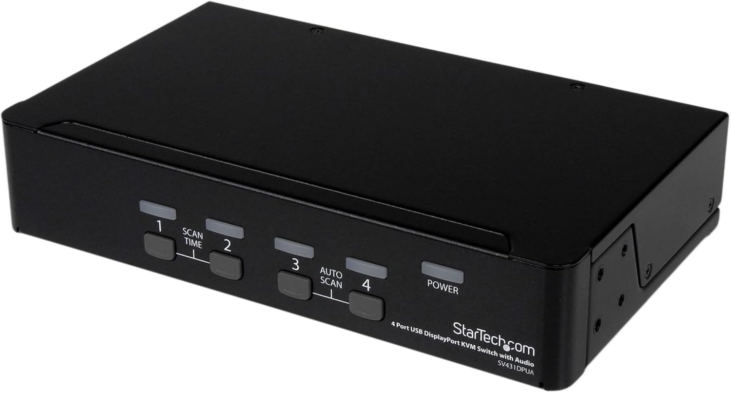 StarTech.com 4 Port DisplayPort KVM Switch w/ Audio - USB, Keyboard, Video, Mouse, Computer Switch Box for 2560x1600 DP Monitor , TAA (SV431DPUA)