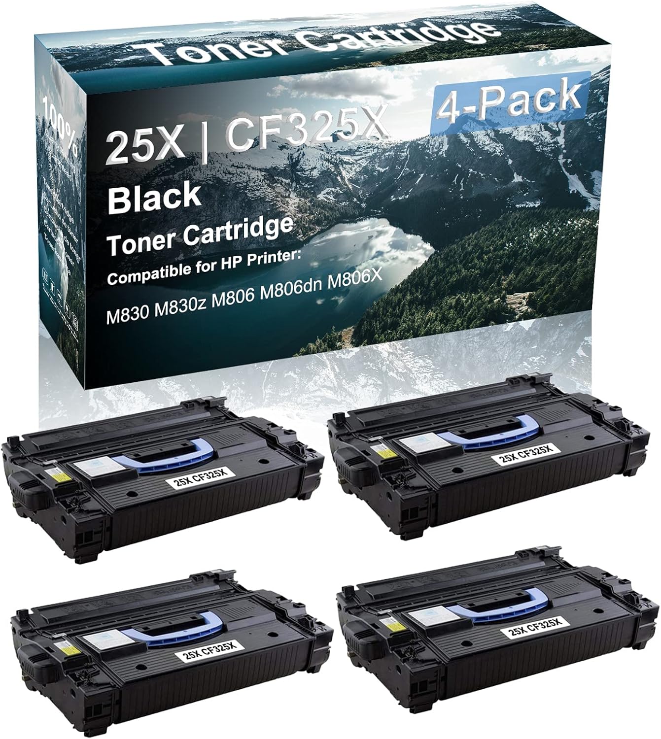 4 Pack Compatible M830 M830z M806 M806dn M806X Black Toner Cartridge (High Capacity, Black) Replacement for HP 25X | CF325X Printer Toner Cartridge