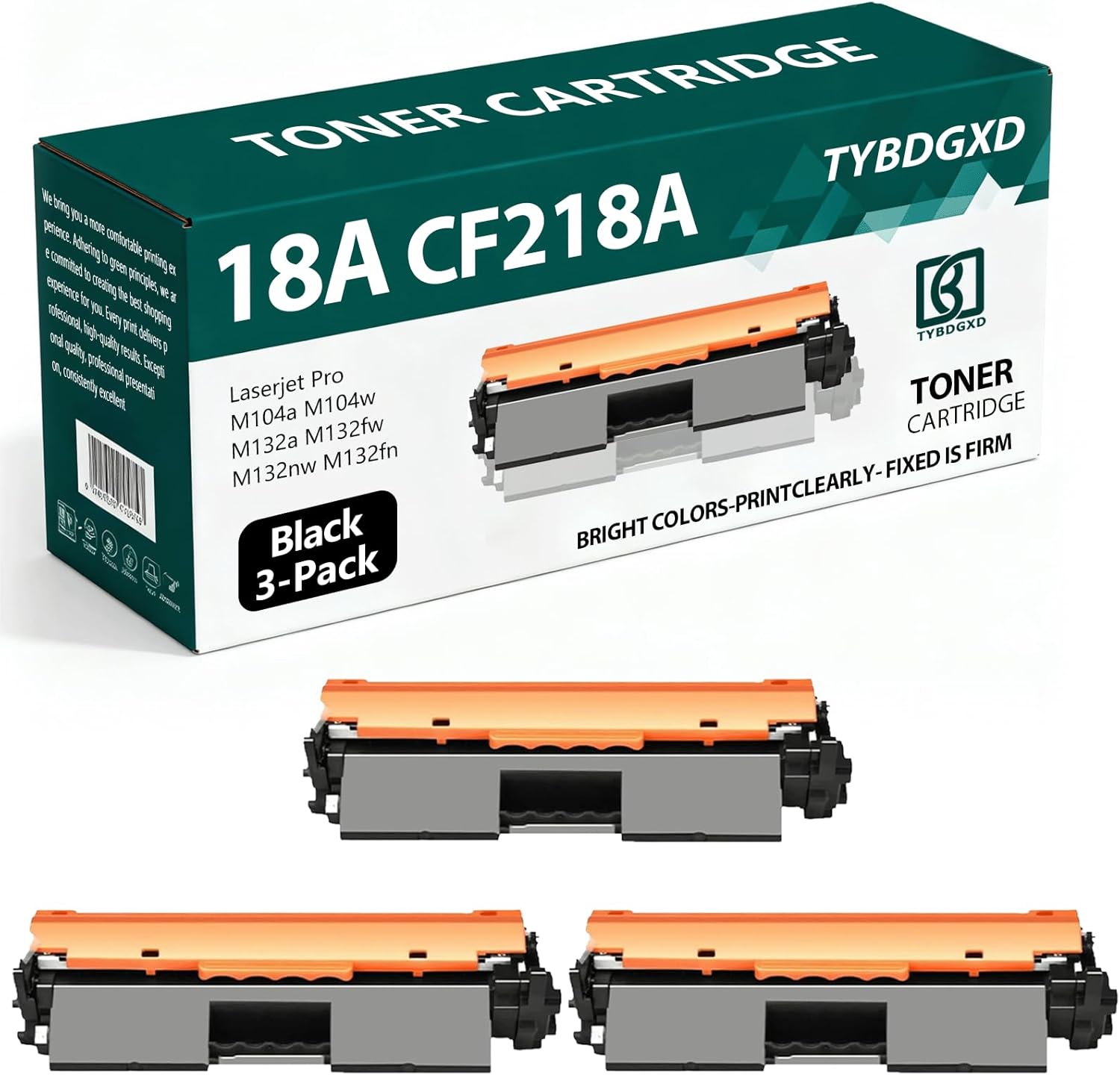 TYBDGXD 18A CF218A High Yield Black 1,400 Pages Toner Cartridge Compatible for HP Compatible Replacement for HP LaserJet Pro M104a M104w M132a M132fw M132nw M132fn Printers,3-Pack