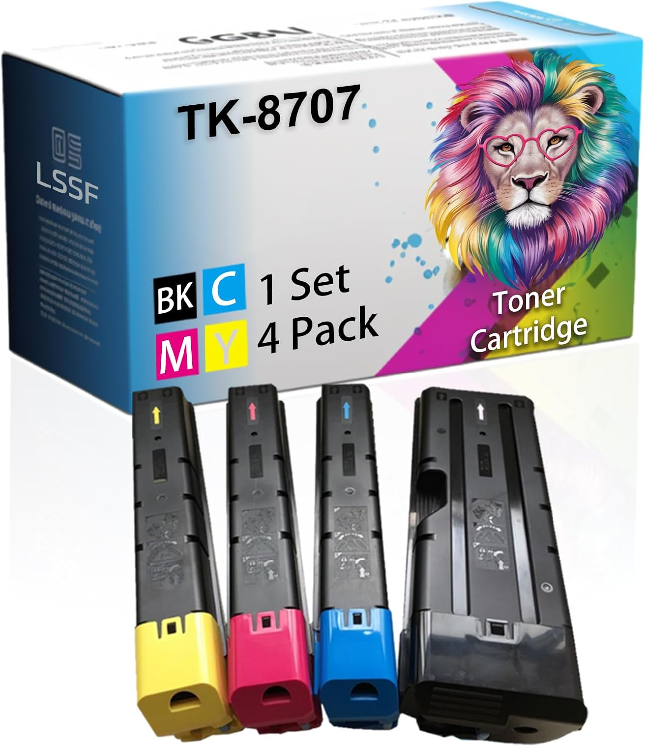 LSSF Compatible for Kyocera TASKalfa 6550ci 6551ci 7550ci 7551ci Printers, TK-8707 TK-8707C TK-8707M TK-8707Y TK-8707K Toner Cartridge, Ultra-High Print Page Count with Chip 70000 Pages (Multicolor)