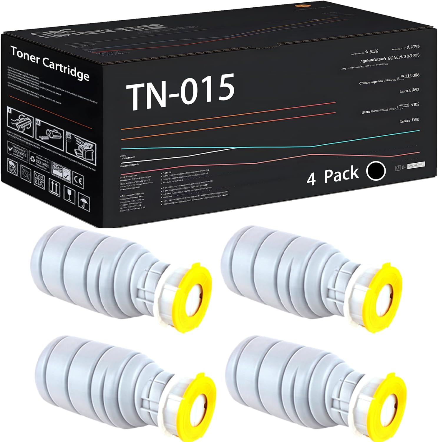 UVUMB Compatible with Konica Minolta TN-015 Toner Cartridge Work for Konica Minolta bizhub Pro 951 Printers, with Chip, High Yield 137000 Pages, High-Definition Printing (4 Pack Black)