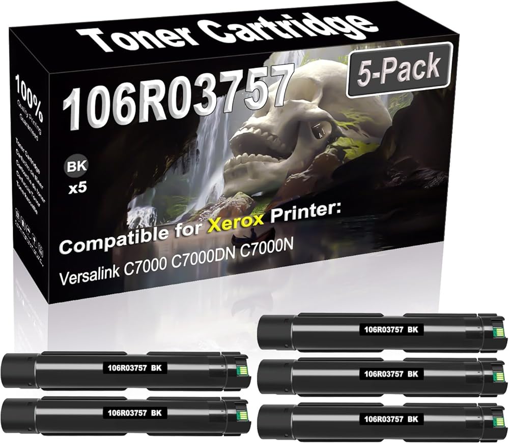 SINIYA 5-Pack (Black) Compatible High Yield 106R03757 Laser Printer Toner Cartridge use for Versalink C7000 C7000DN C7000N Printer