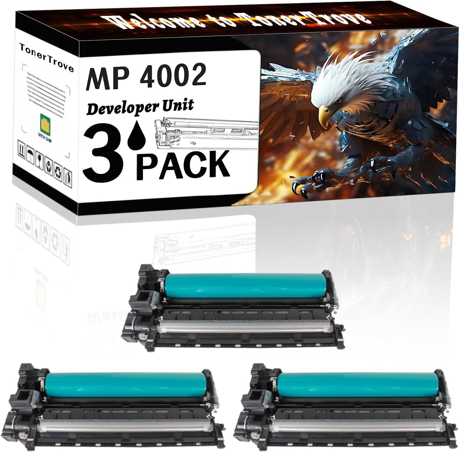 LECUU MP 4002 Developer Unit Compatible for Lanier LD040B LD050B MP 4002SP MP 5002 MP 5002SP Printers, Office Printing is Easy Clear Smooth (3 Pack Black)