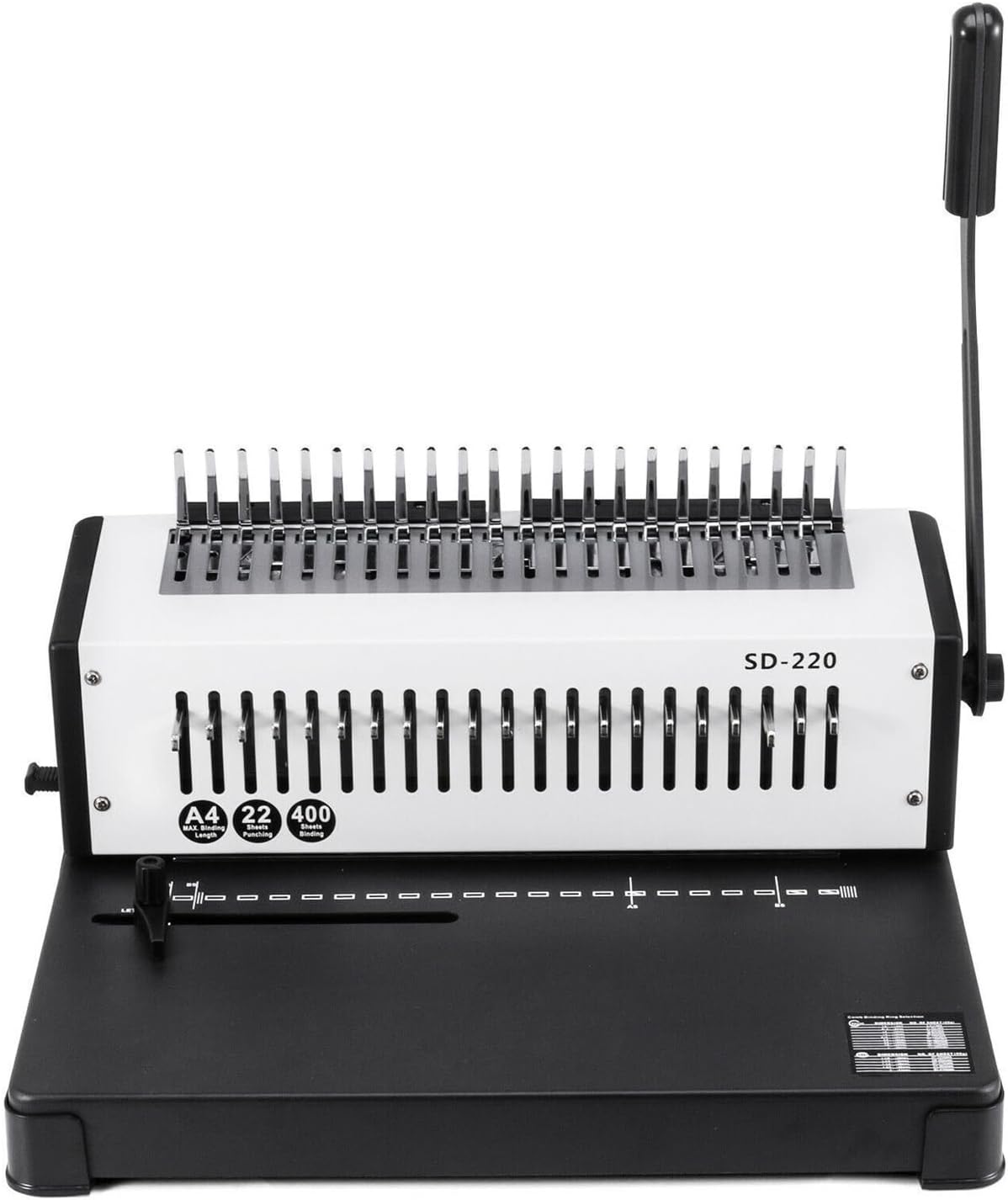 JKSVTF 21 Holes Metal Coil Binding Machine SD-220B Book Binding Machine Comb Puncher Comb Binding Machine for A4 400 Sheet Papers