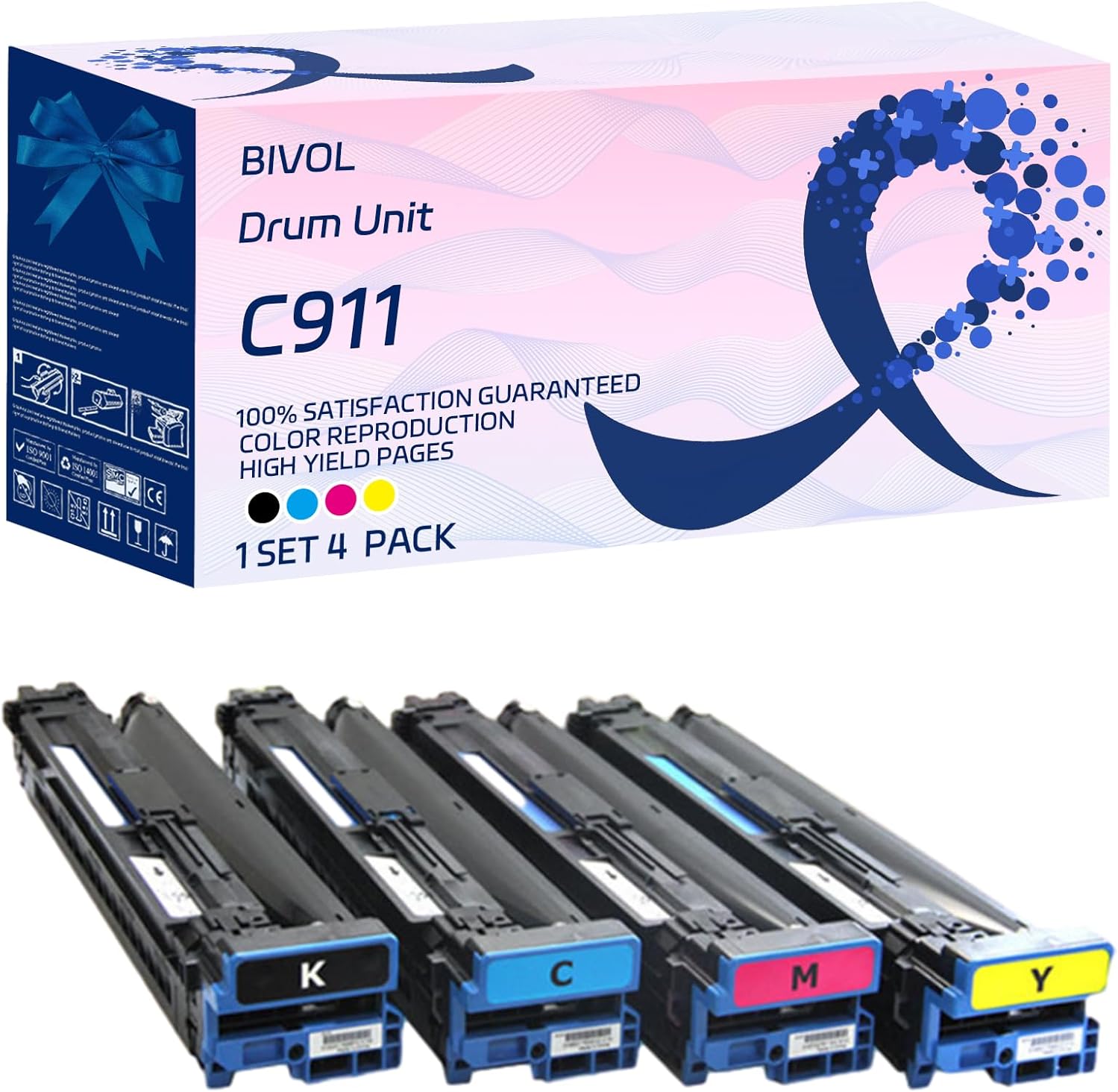 BIVOL C911 Drum Unit Compatible for Okidata OKI C911dn C931DN C941dn C911 C931 C941 Printers, with Chip, High Yield 40000 Pages, Vivid Colors (Multicolor)