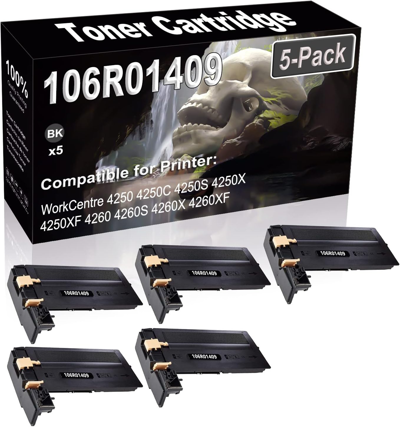 SINIYA 5-Pack (Black) Compatible High Yield 106R01409 Laser Printer Toner Cartridge use for WorkCentre 4250 4250C 4250S 4250X 4250XF 4260 4260S 4260X 4260XF Printer