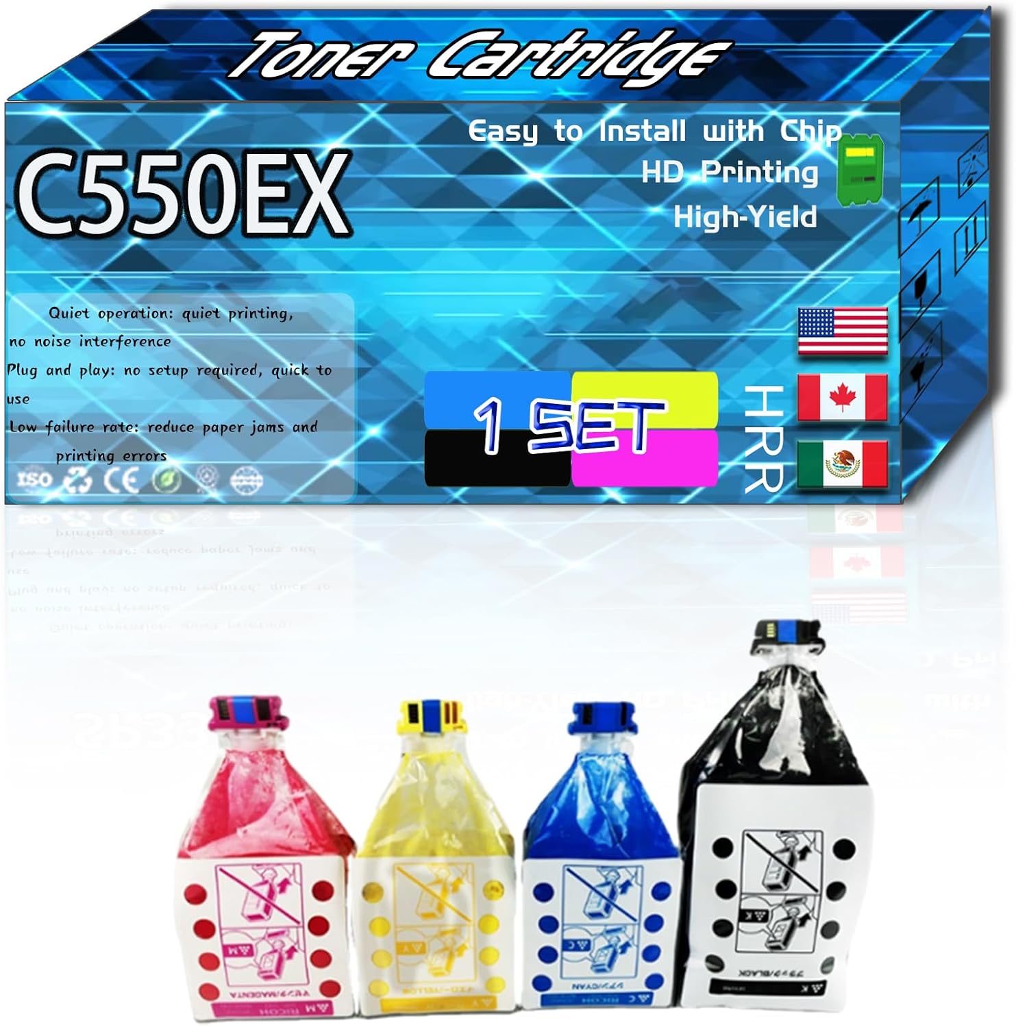 CEECN Compatible for Ricoh C550EX Replacement Toner Cartridge Used with Pro C700EX Printers, High Production Multiple Options (4-Pack BK/C/M/Y)