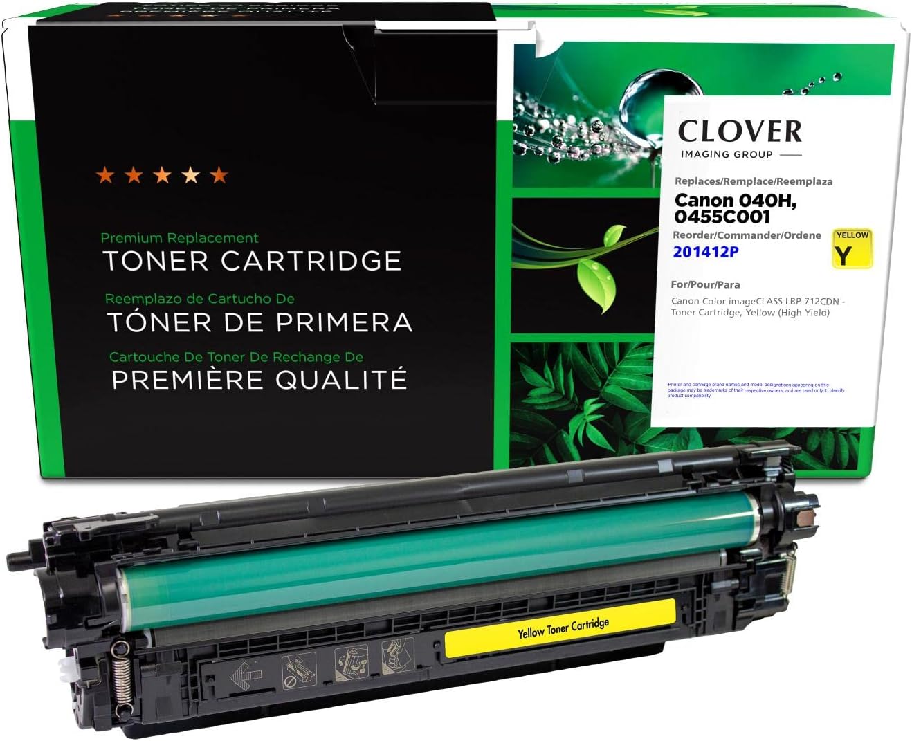 Clover Remanufactured High Yield Toner Cartridge Replacement for Canon 040H (0455C001) | Yellow