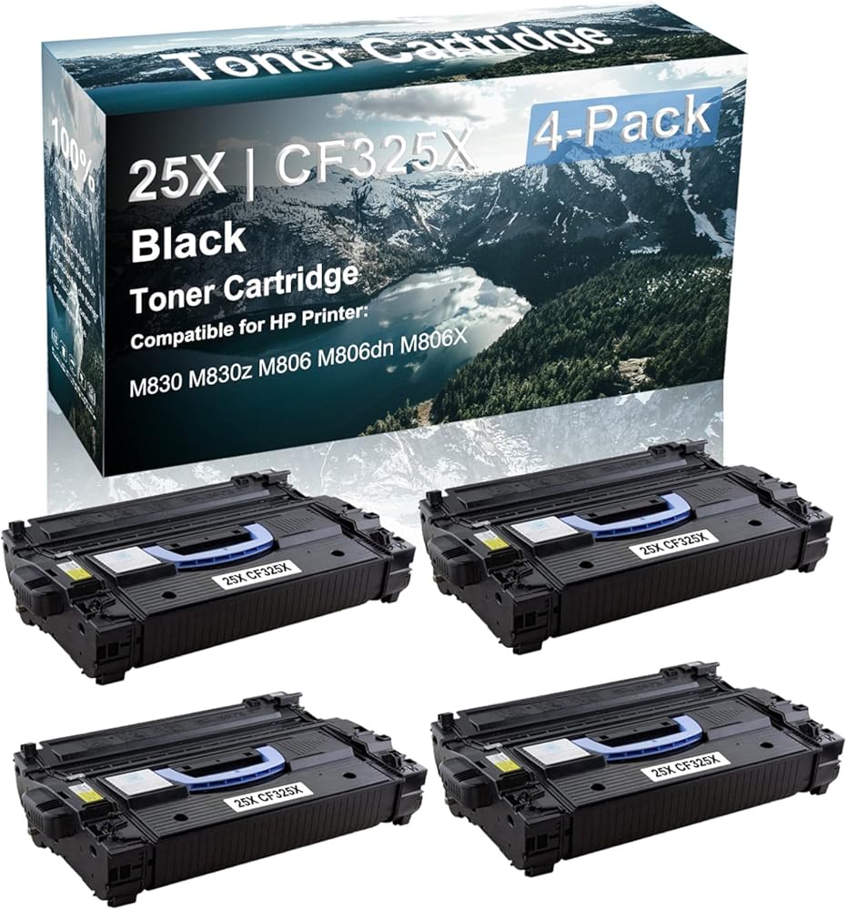 Credibility Store 4 Pack Compatible High Yield Black 25X | CF325X Imaging Toner Cartridge use for M830 M830z M806 M806dn M806X Printer