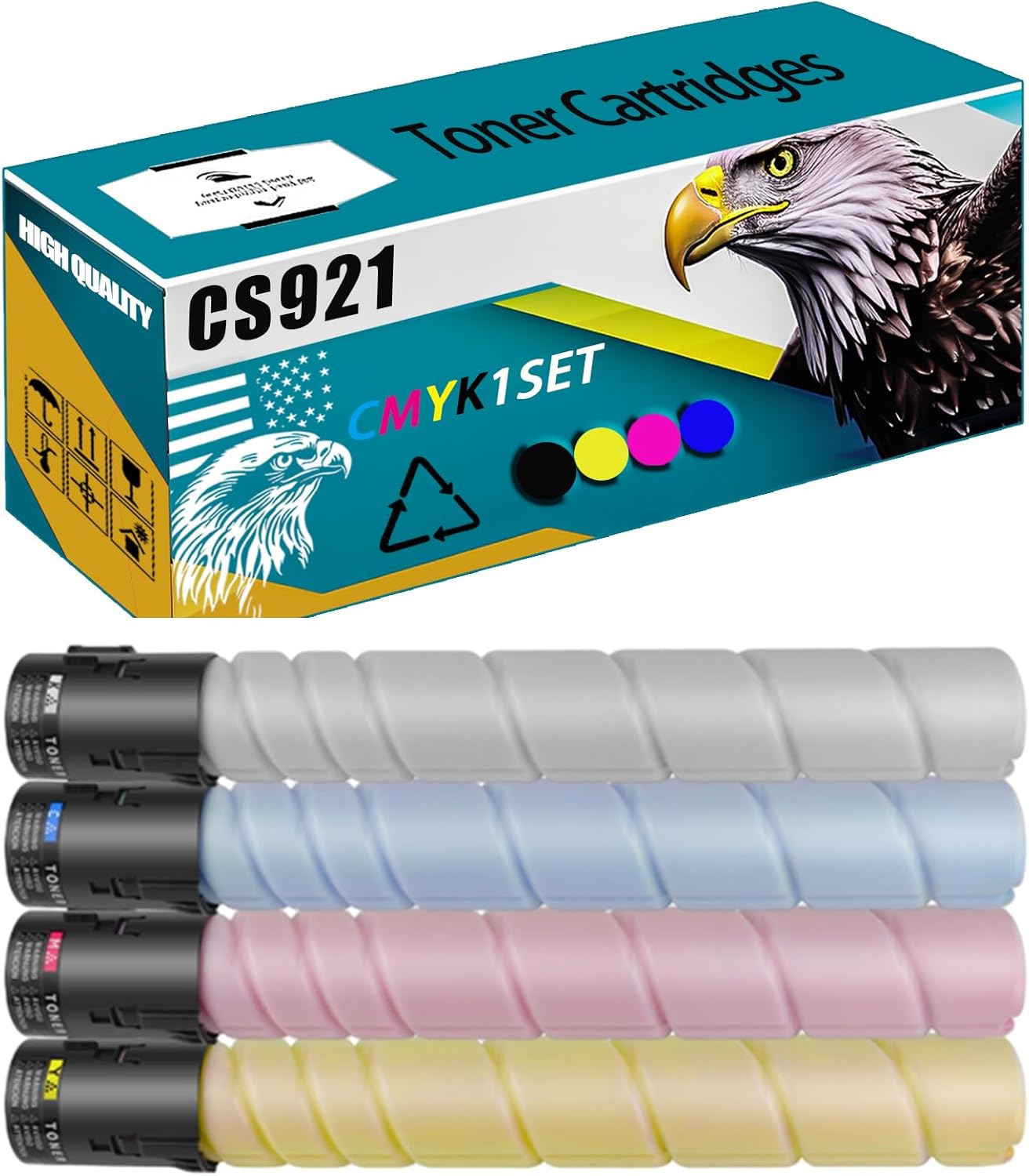 Compatible for Lexmark CS921de CS923de CX920de CX921de CX922de CX923dte CX923dxe CX924dte CX924dxe Printers, CS921 Toner Cartridges High Production Replacement (4-Pack BK/C/M/Y)