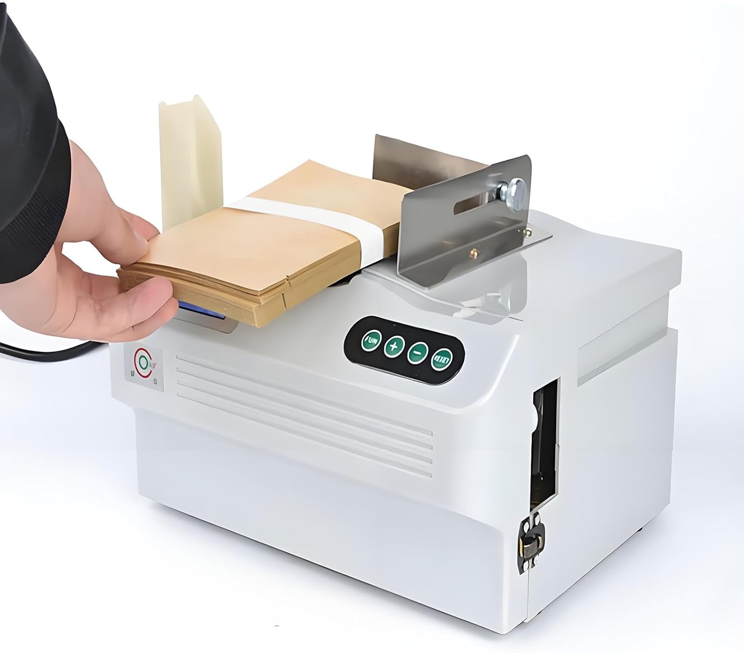 HEIHEIZI Intelligent Induction Automatic Paper Tape Binding Machine Banknote Binding Machine Document and Receipt Binding Machine, Intelligent Banknote Bundler W/Auto Induction & Hot Melt Tape,110V