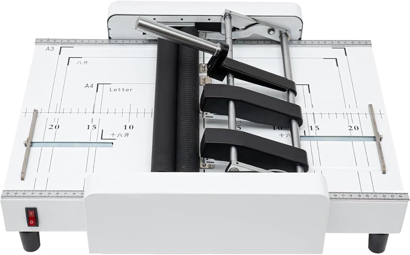 A3 Booklet Maker, Paper Folding and Binding Machine, Binding & Folding Machine Suitable for Copying Paper, Coated Paper, and Leather Grain Paper，with Dual Adjustable Side Guides 5nails