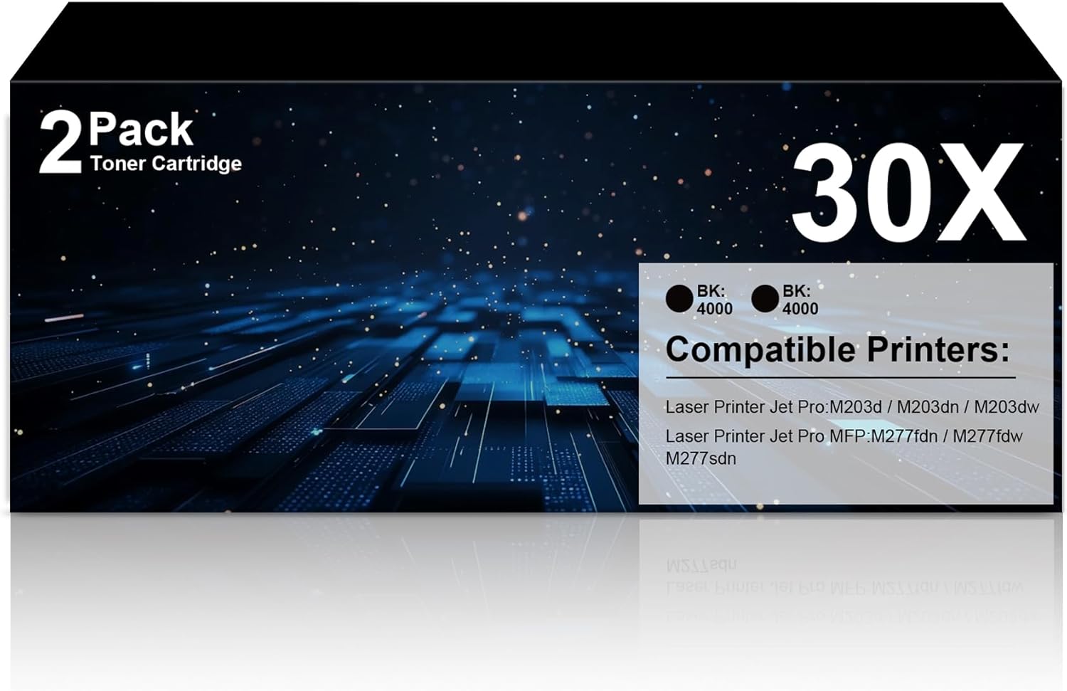 Jpwnpn 30X Toner Cartridge High Yield Replacement for HP 30X 30A CF230X CF230A Compatible with Laser Printer Jet Pro MFP M203dw M227fdw M227fdn M203d M203dn M227sdn, 2 Black