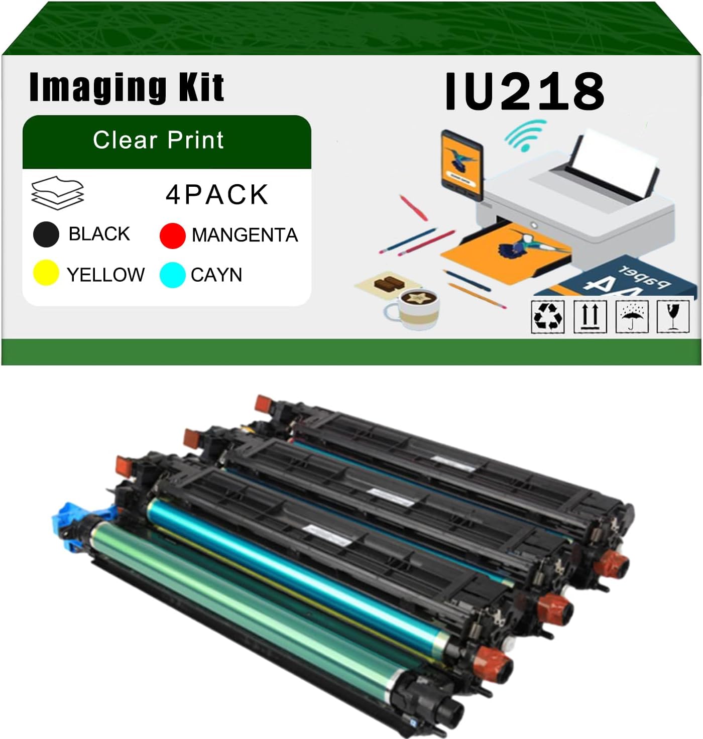 AGNNQ Compatible for Konica Minolta IU218 Imaging Kit Bizhub C226i C266i C286i Printers, High Yield 200000 Pages Bright Clear Colors (4-Pack BK/C/M/Y)