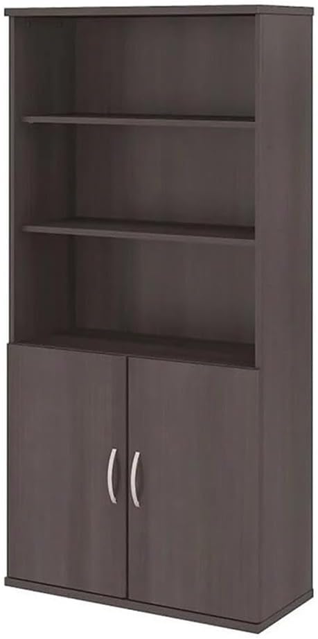 BOWERY HILL Contemporary Wood 5 Shelf Bookcase in Storm Gray