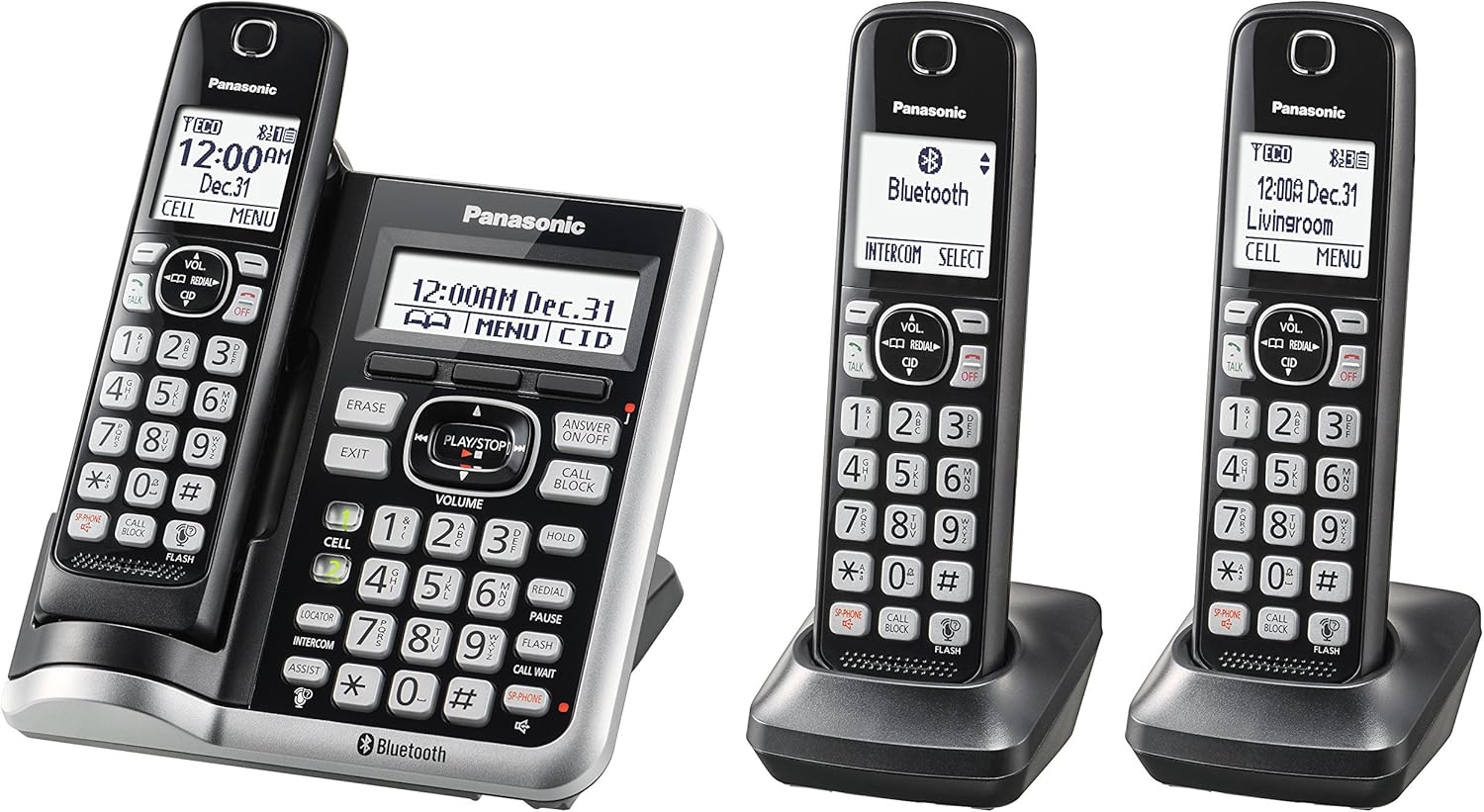 Panasonic KX-TGF573S Link2Cell BluetoothCordless Phone with Voice Assist and Answering Machine - 3 Handsets (Renewed)
