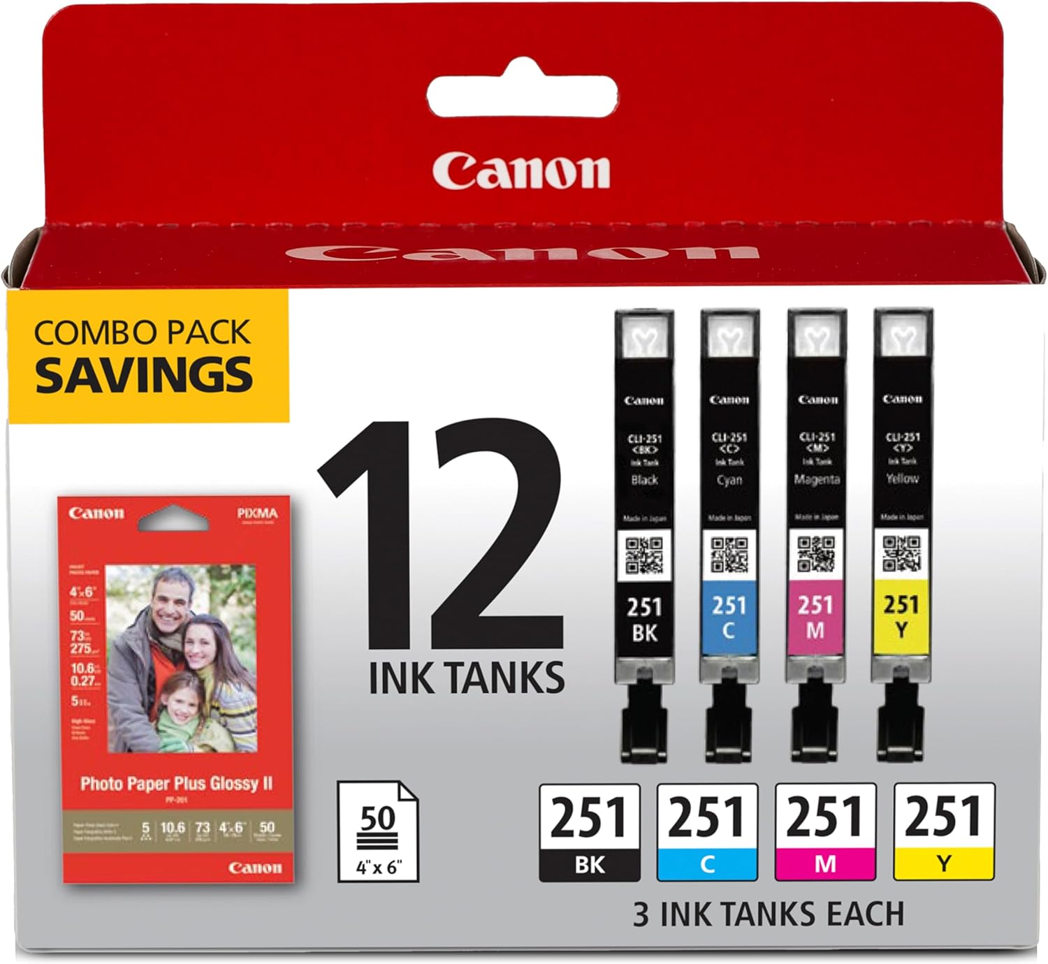 Canon CLI-251 Genuine 12 Color Combo Pack, Compatible with MG7520, MG5620, and MG6620 Printers