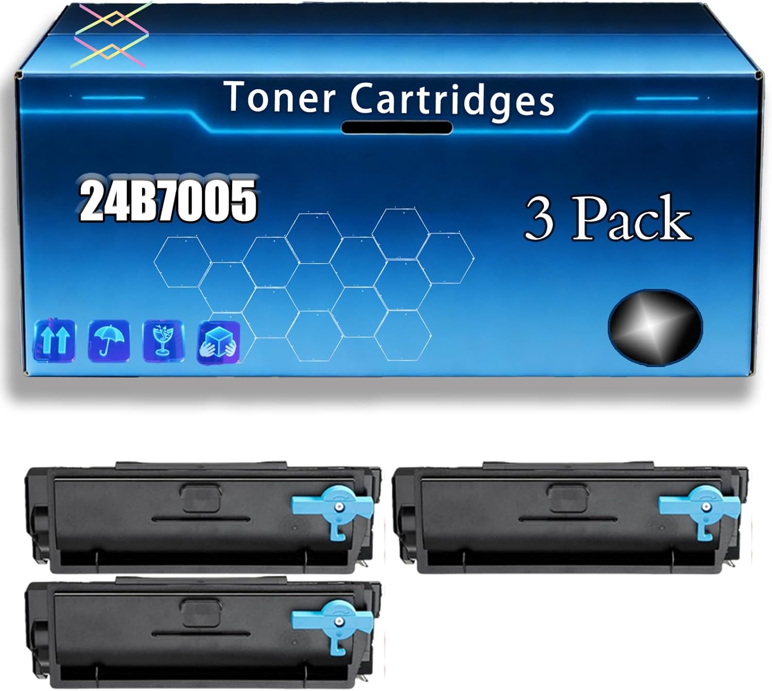24B7005 Toner Cartridges Compatible for Lexmark M1342 XM1342 XM3142 Printers, with Chip, Bright Colors Clear Printing (3 Pack Black)