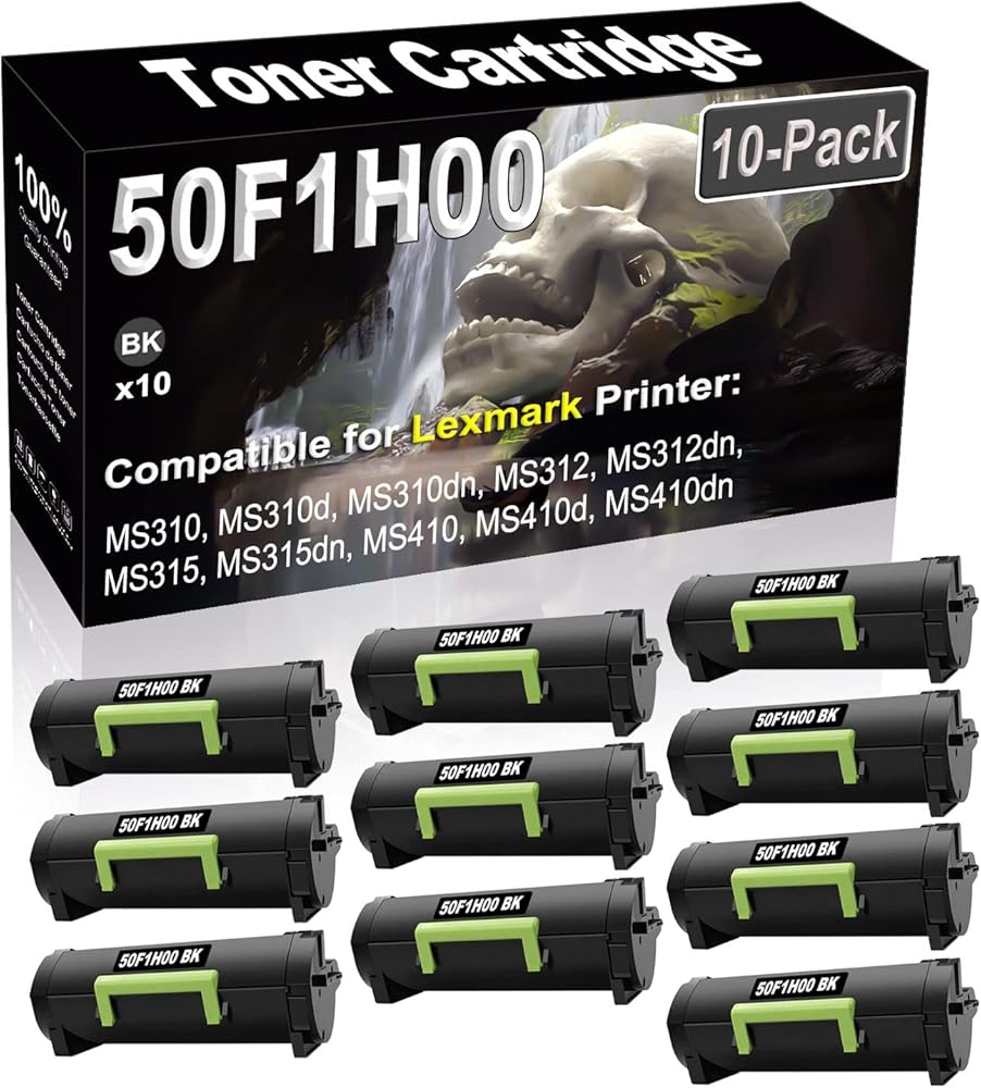 SINIYA 10-Pack (Black) Compatible MS310d MS310dn MS312dn MS315dn MS410dn MS415dn Laser Printer Cartridge (High Capacity) Replacement for 50F1H00 501H Printer Cartridge