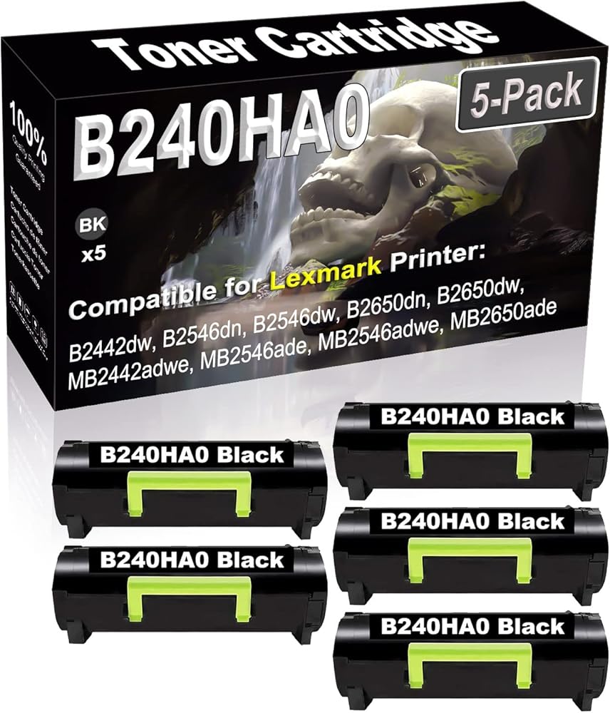 SINIYA 5-Pack (Black) Compatible B2442dw B2546dn B2546dw B2650dn B2650dw MB2442adwe Laser Printer Cartridge (High Capacity) Replacement for B240HA0 Printer Cartridge