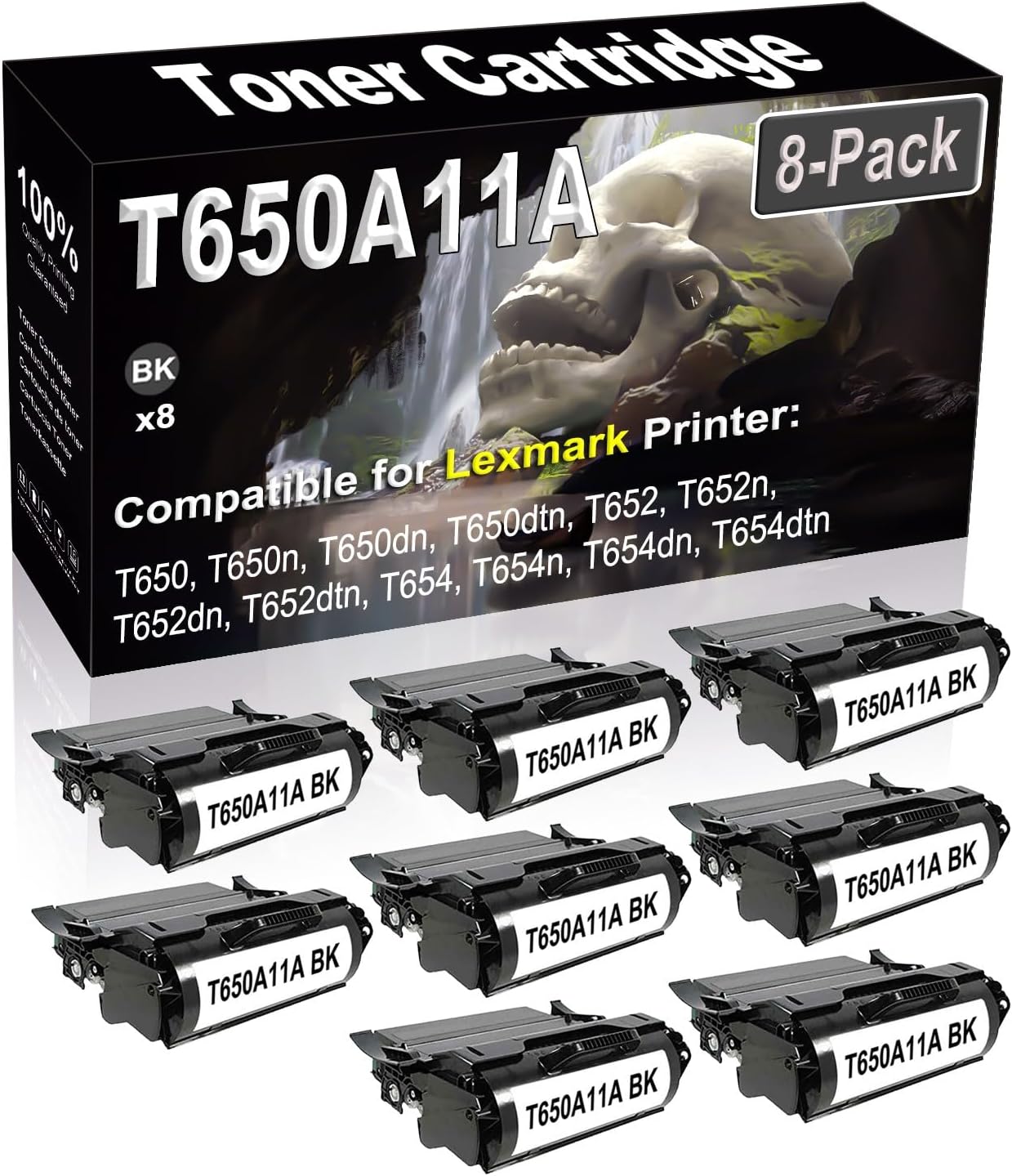 SINIYA 8-Pack (Black) Compatible T650 T650n T650dn T650dtn T652 T652n T652dn T652dtn Laser Printer Cartridge (High Capacity) Replacement for T650A11A Printer Cartridge
