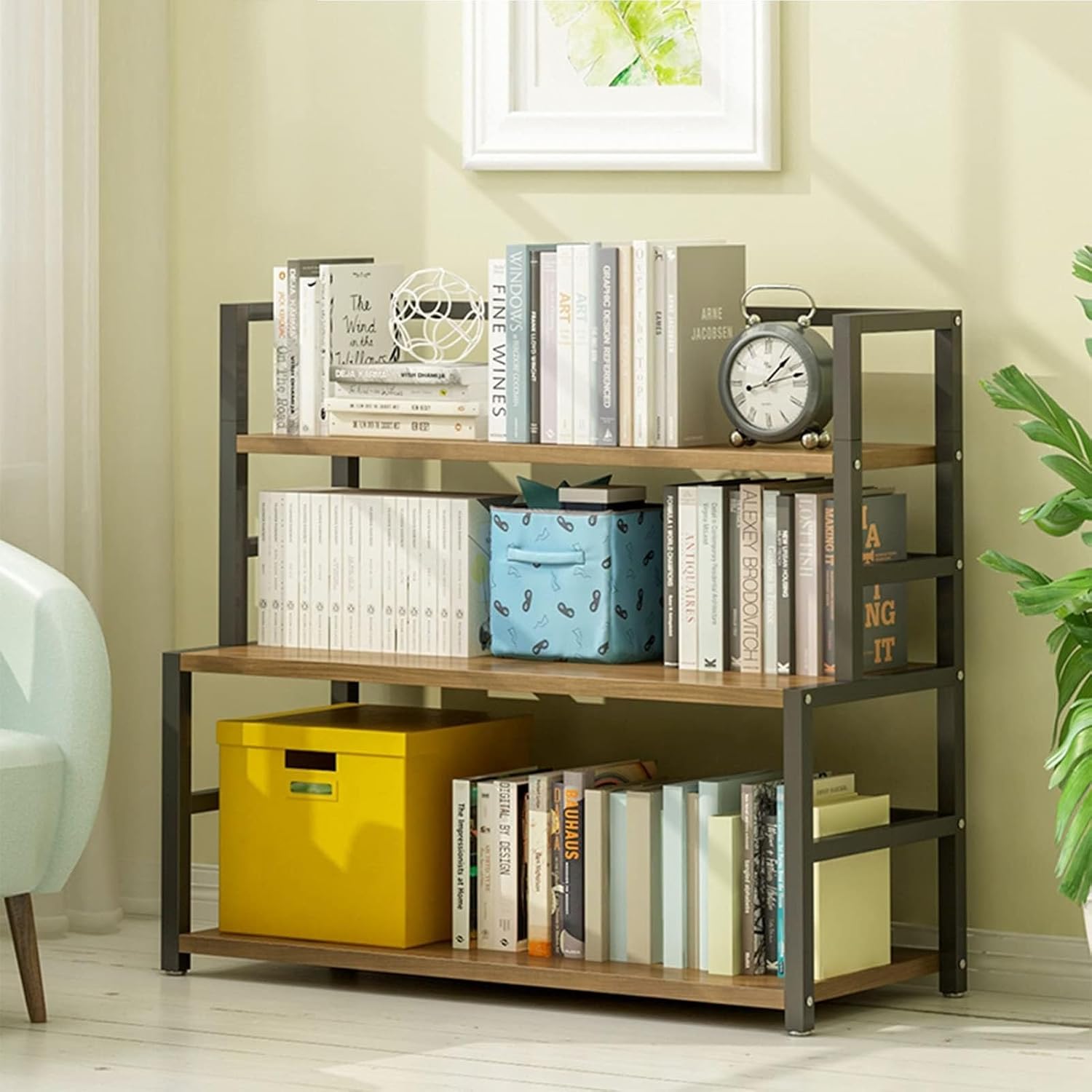 PSLYHTJ Desk Organiser,Desktop Display Shelf - Expandable Desktop Storaorganizer, Multipurpose Countertop Hutch Bookshelf, Ladder Bookcase/100X35X88Cm