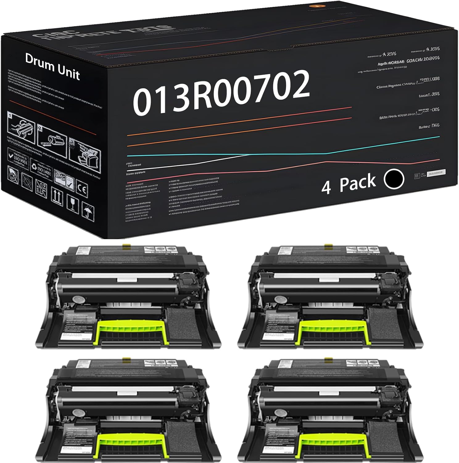 UVUMB Compatible with Xerox 013R00702 Drum Unit Work for Xerox B410 B410DN VersaLink B415 B415DN Printers, with Chip, High Yield 60000 Pages, High-Definition Printing (4 Pack Black)