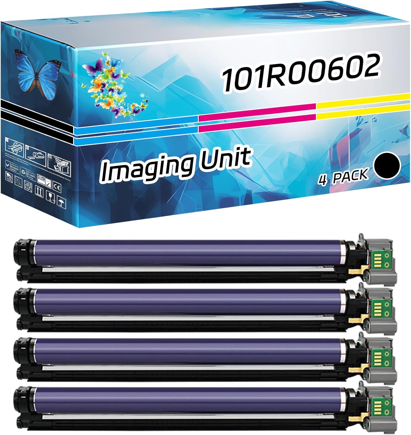 101R00602 Imaging Unit Compatible for Xerox VersaLink C8000DT C8000W C9000DT Printers, High Yield 290000 Pages, with Chip High-Definition Printing (4 Pack Black)