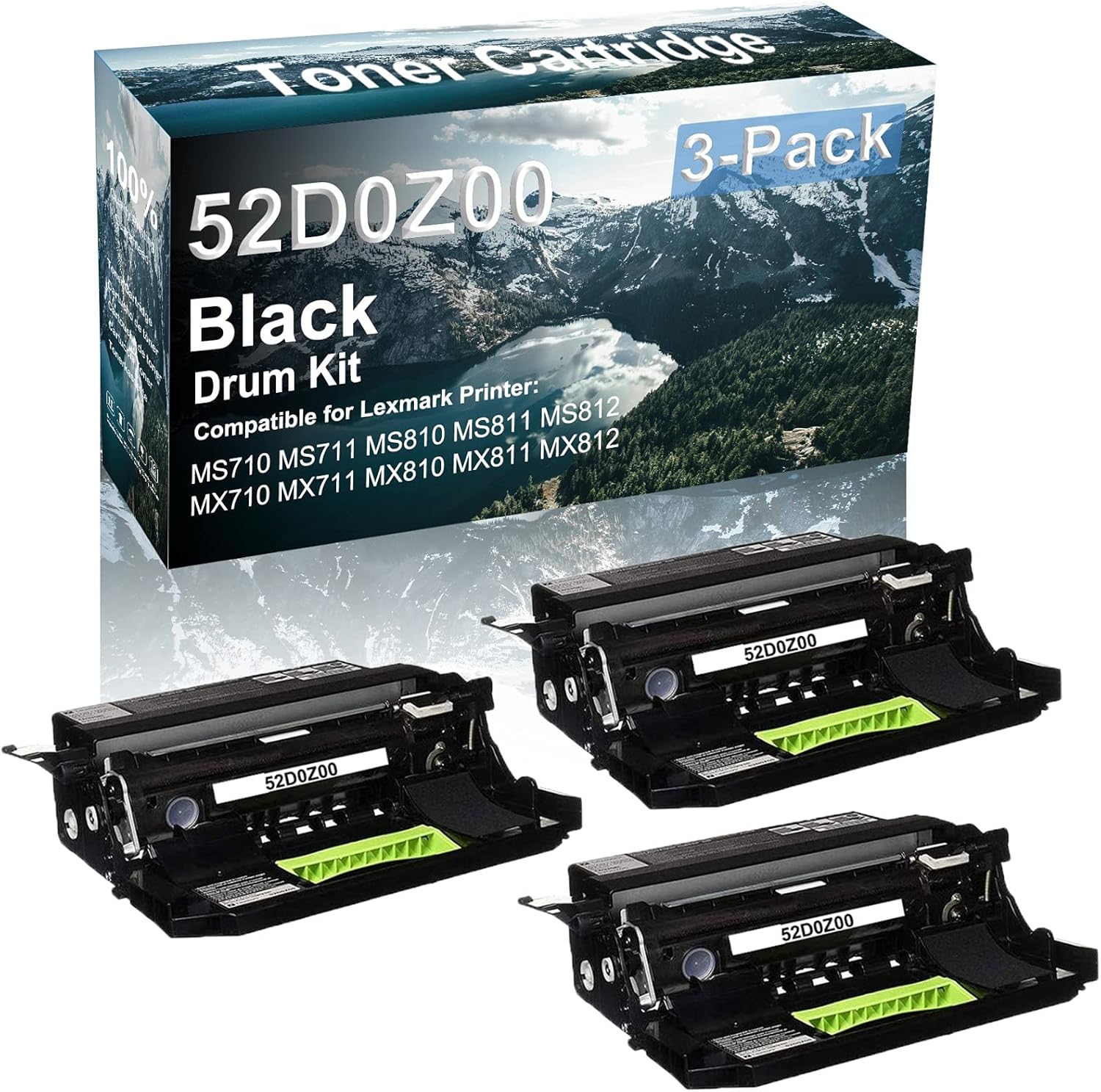 Credibility Store 3-Pack Compatible 52D0Z00 Drum Kit use for MS710 MS711 MS810 MS811 Printer (Black)