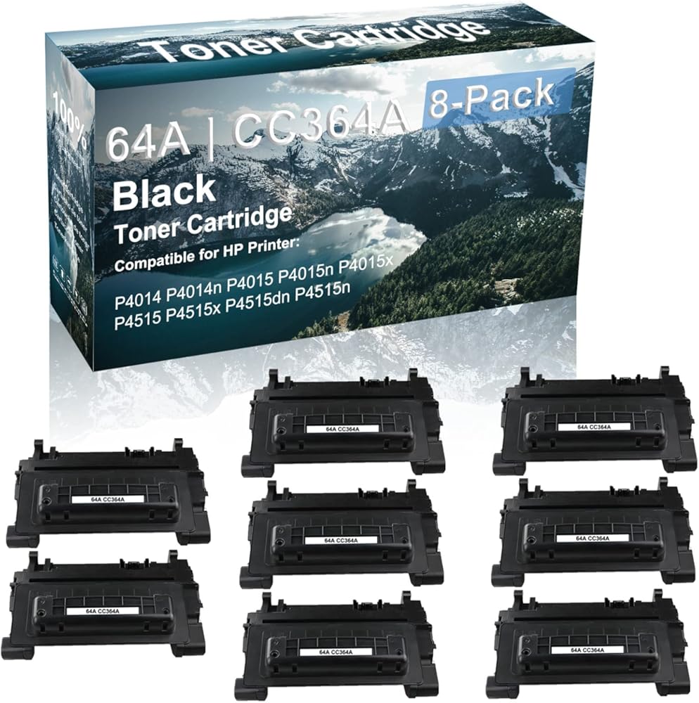 8-Pack Compatible High Capacity 64A | CC364A Imaging Toner Cartridge use for HP P4014 P4014n P4015 Printer (Black)