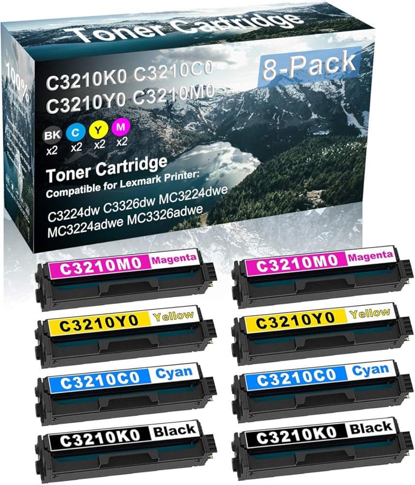 Credibility Store 8 Pack (BK+C+Y+M) Compatible C3210K0 C3210C0 C3210Y0 C3210M0 Printer Cartridge use for C3224dw C3326dw MC3224dwe MC3224adwe MC3326adwe Printer (High Capacity)