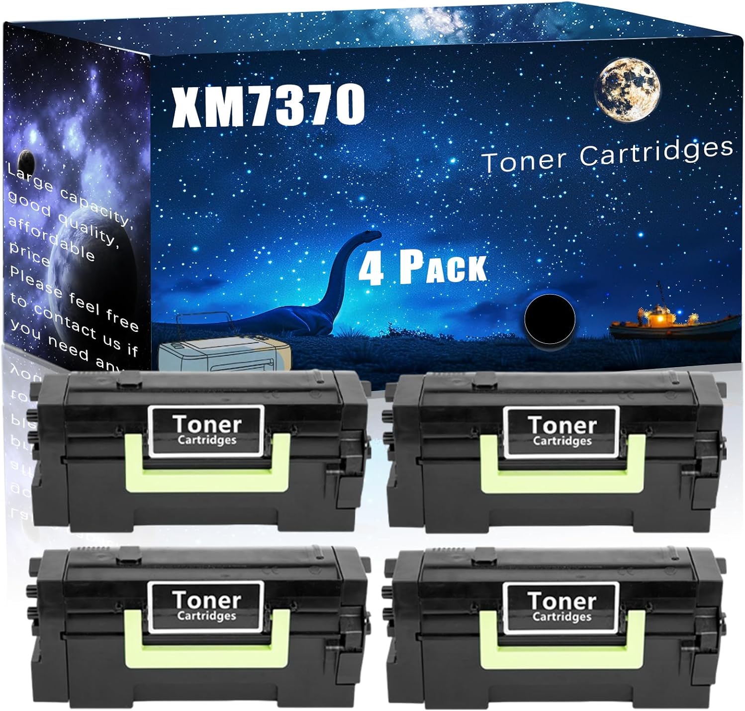 XM7370 Compatible Toner Cartridges Replacement for Lexmark High Yield Compatible XM7370 Printers, Meet Printing Needs (4 Pack Black)